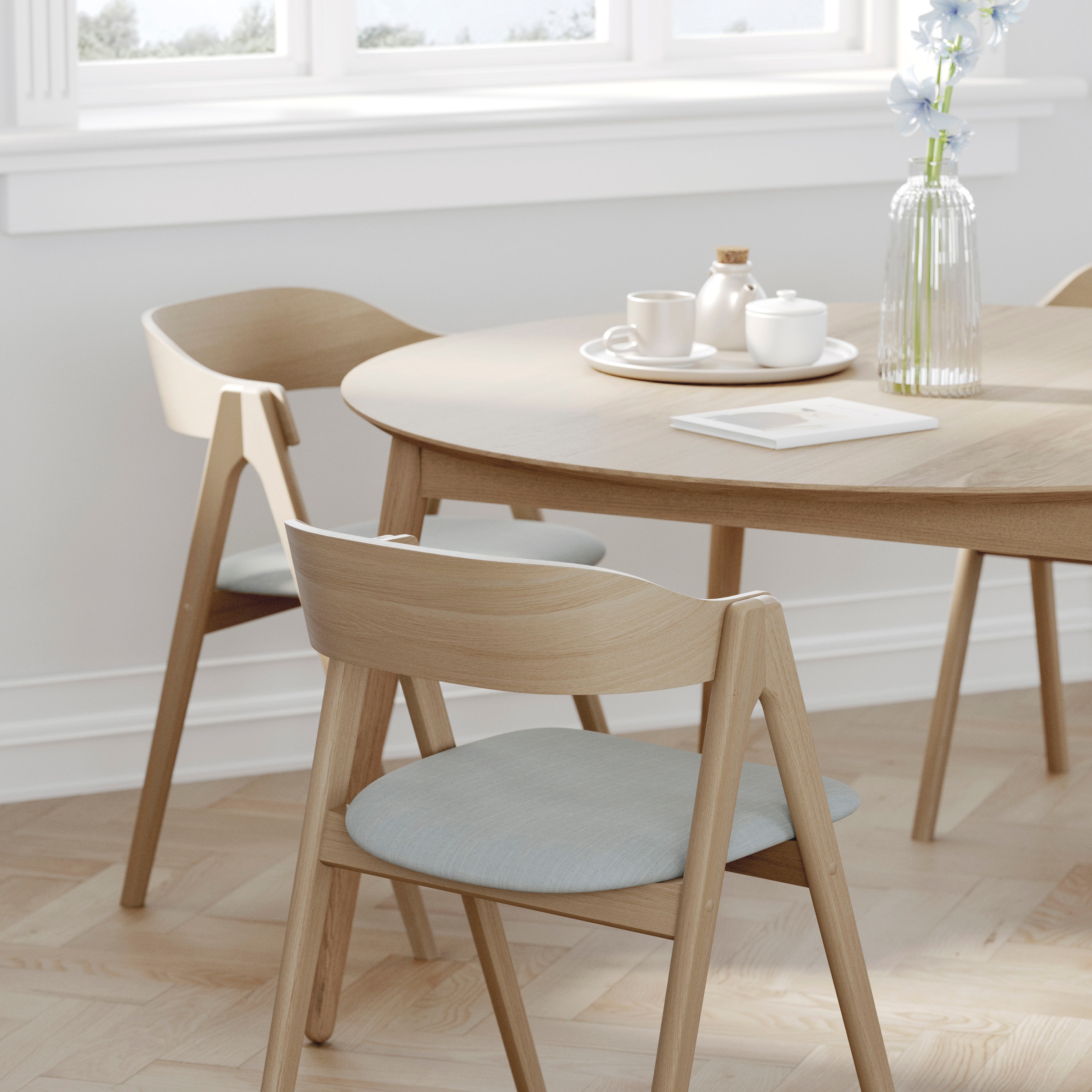 Hammel Furniture Esstisch »Meza Designtisch mit Auszugsfunktion und 2 Einlegeplatten« Ø135(231) cm, runde Tischplatte aus MDF/Laminat, Massivholzgestell