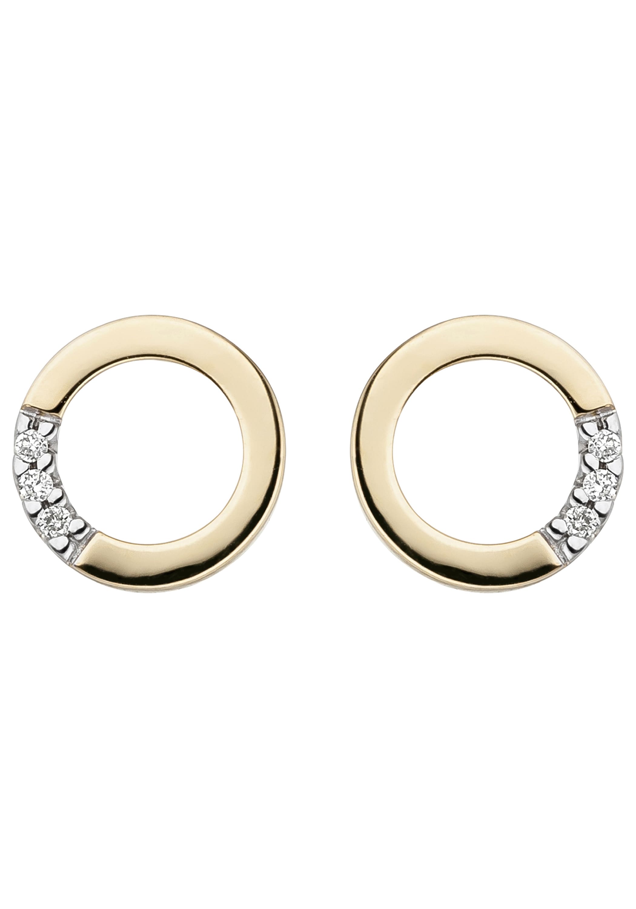 JOBO Paar Ohrstecker rund 585 Gold mit 6 Diamanten