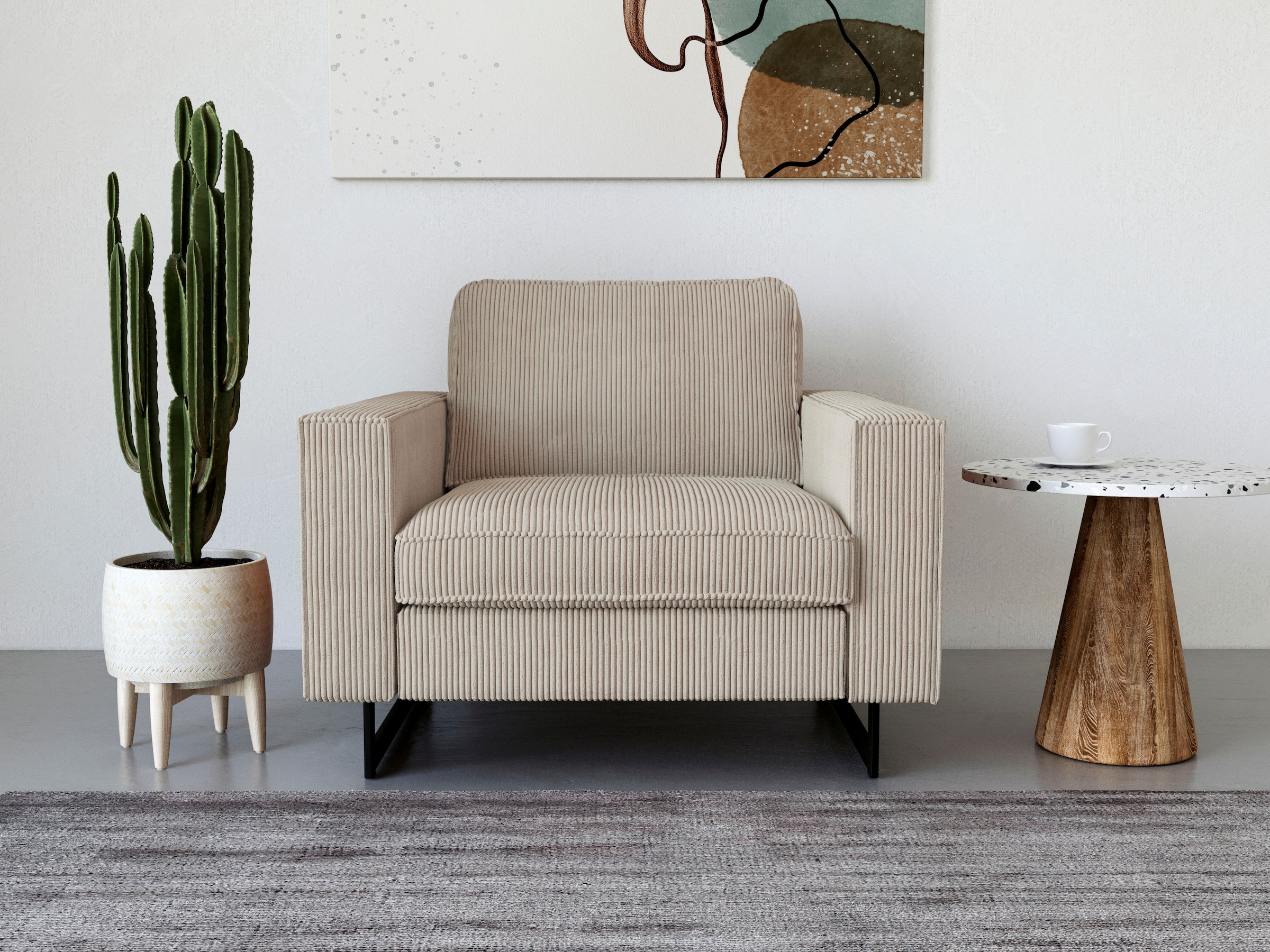 OTTO home Loveseat "Pinto 105 cm, Cord, Chenille, Lederoptik" mit Keder, Metallfüßen und auch in Cord Bezug erhältlich