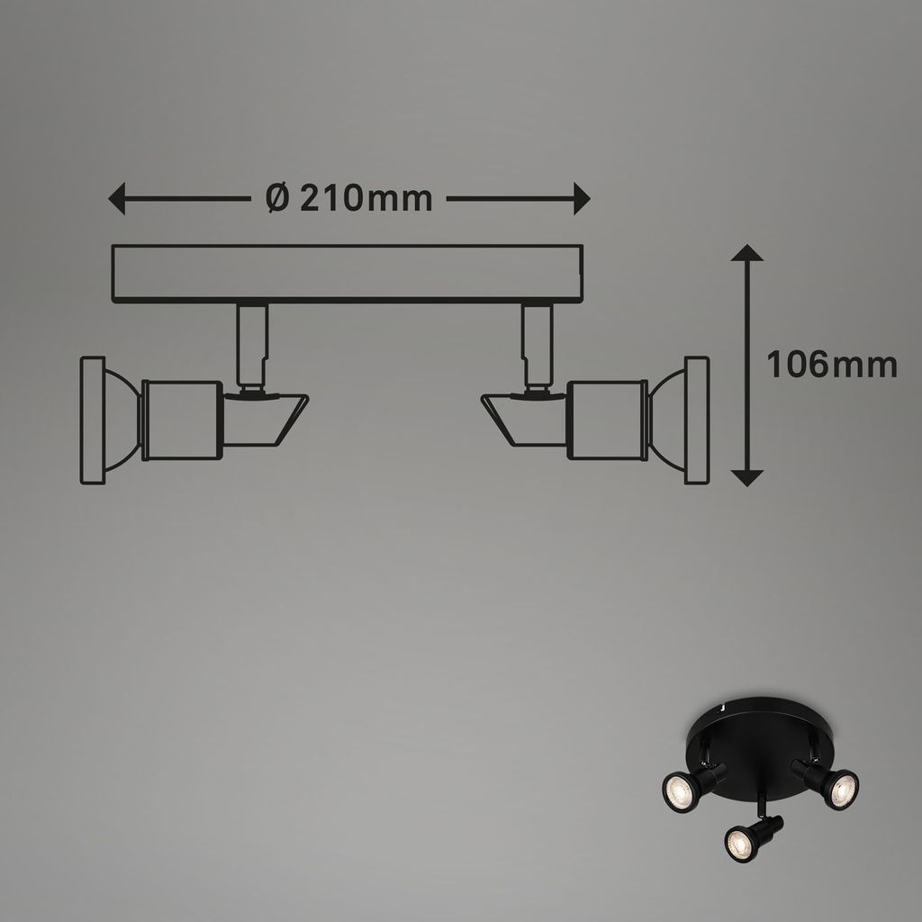 Briloner Leuchten LED Deckenspot »LED Spotleuchte 3-flammig, Metall, schwarz«