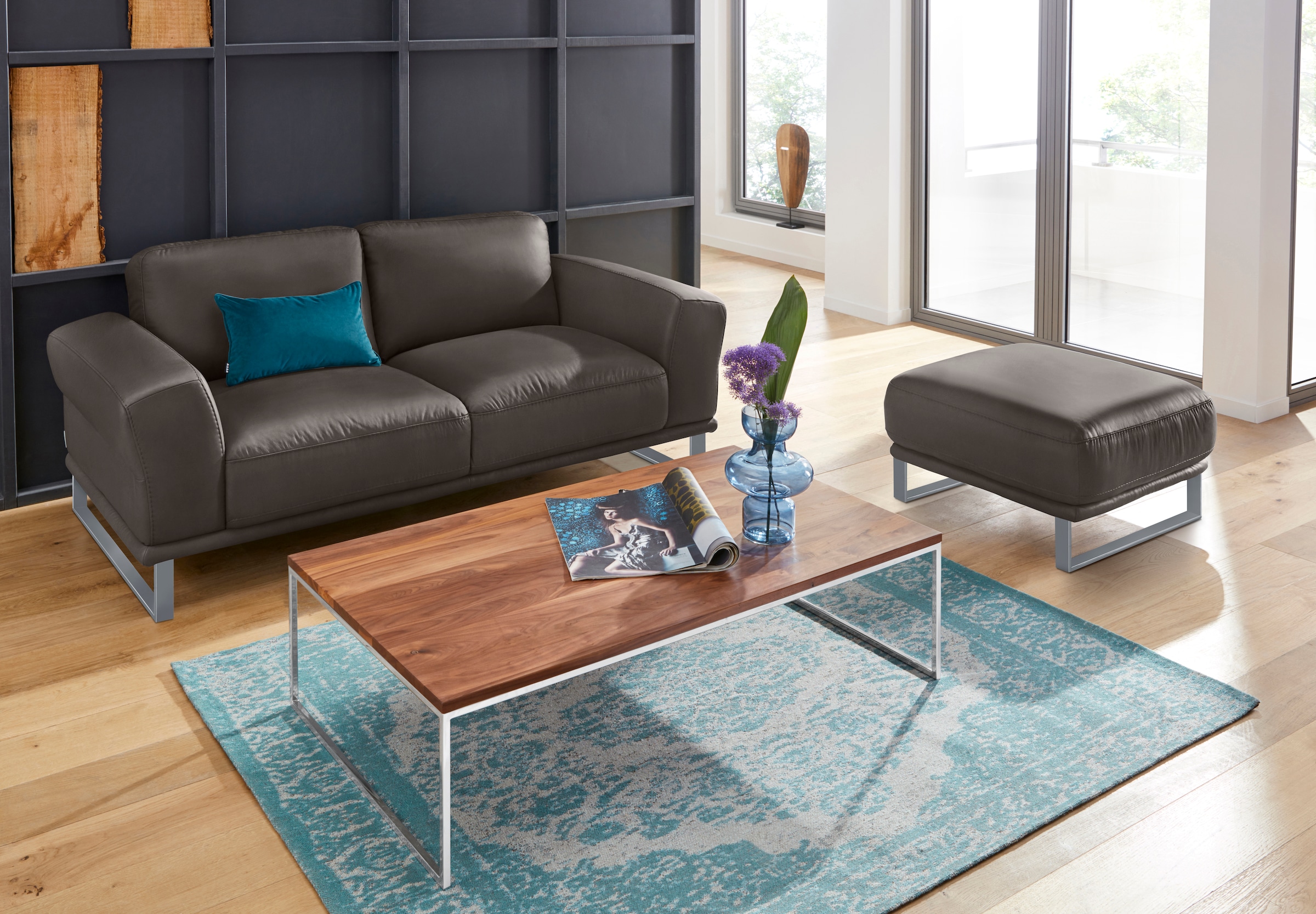 W.SCHILLIG Hocker »montanaa« mit Metallkufen in Silber matt, Breite 71 cm