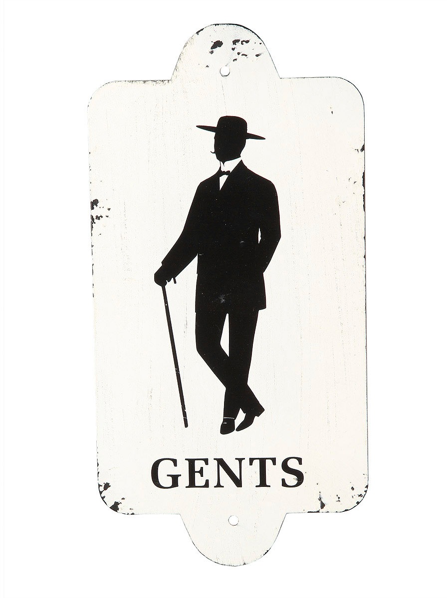 Ambiente Haus Metallbild "Gentlemen 28x14cm" 1 Stk. tlg. mit Schriftzug Gents für WC-Tür