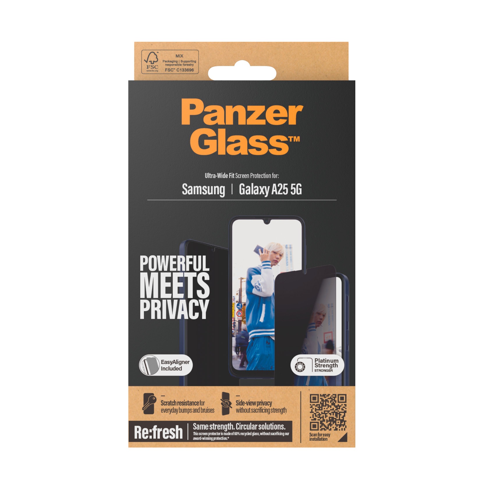 PanzerGlass Displayschutzglas »Ultra Wide Fit Privacy Screen Protector«, für Samsung Galaxy A25 5G, Blickschutz Displayschutzfolie Displayschutz Kratz-& Stoßfest