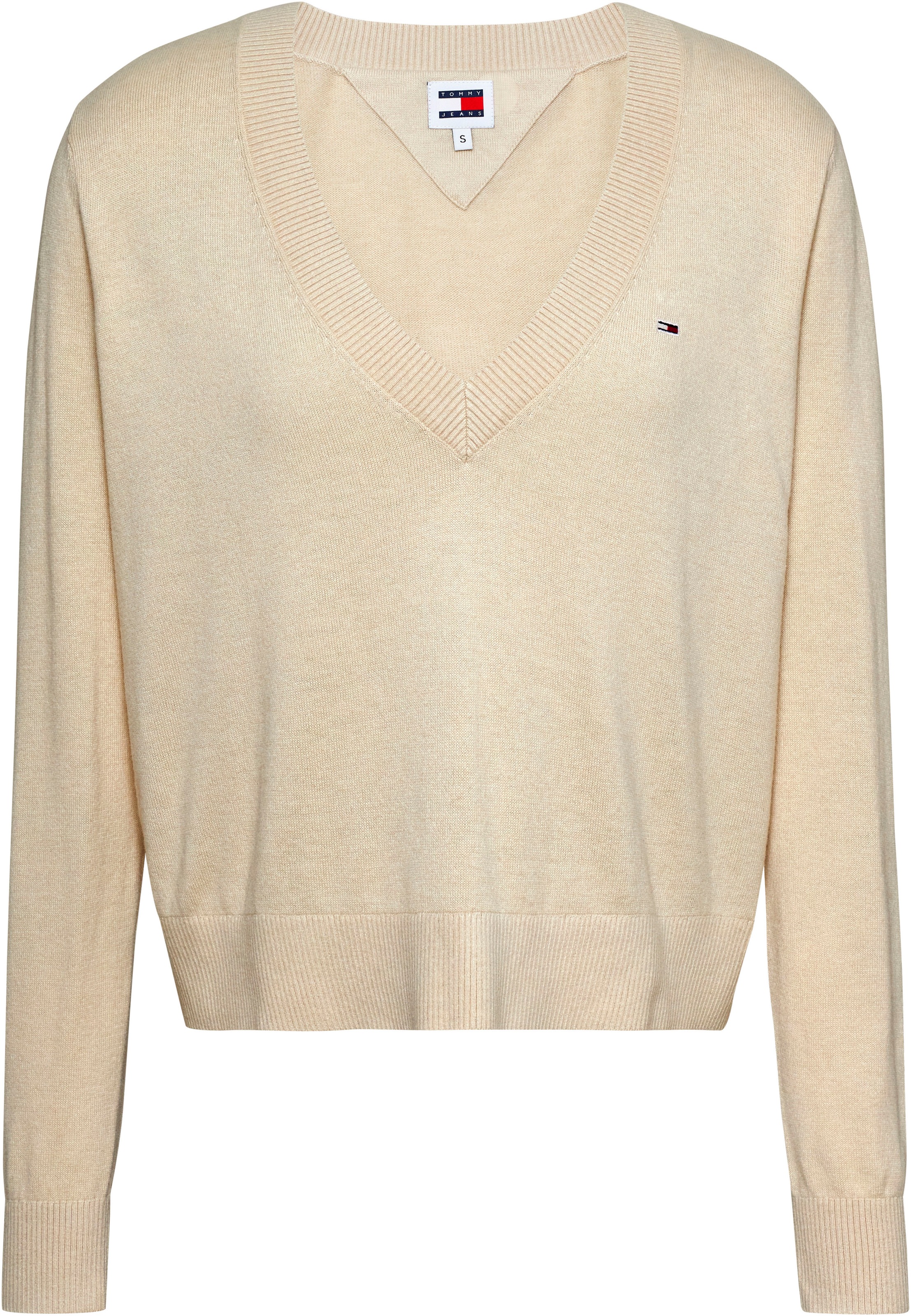 Tommy Jeans V-Ausschnitt-Pullover »TJW ESSENTIAL VNECK SWEATER EXT« mit Logostickerei