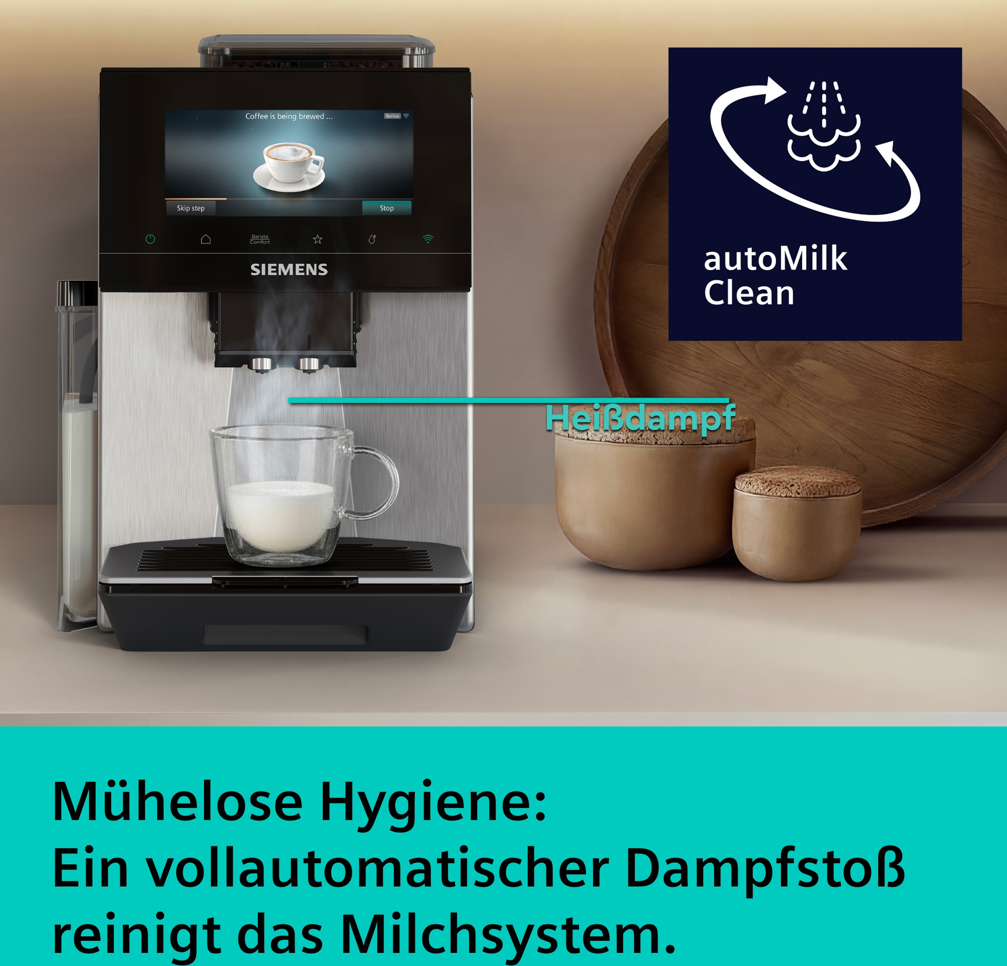SIEMENS Kaffeevollautomat »TQ923E03« farbiges 6.8'' TFT-Display, individuelle Aromaeinstellung, Edelstahl