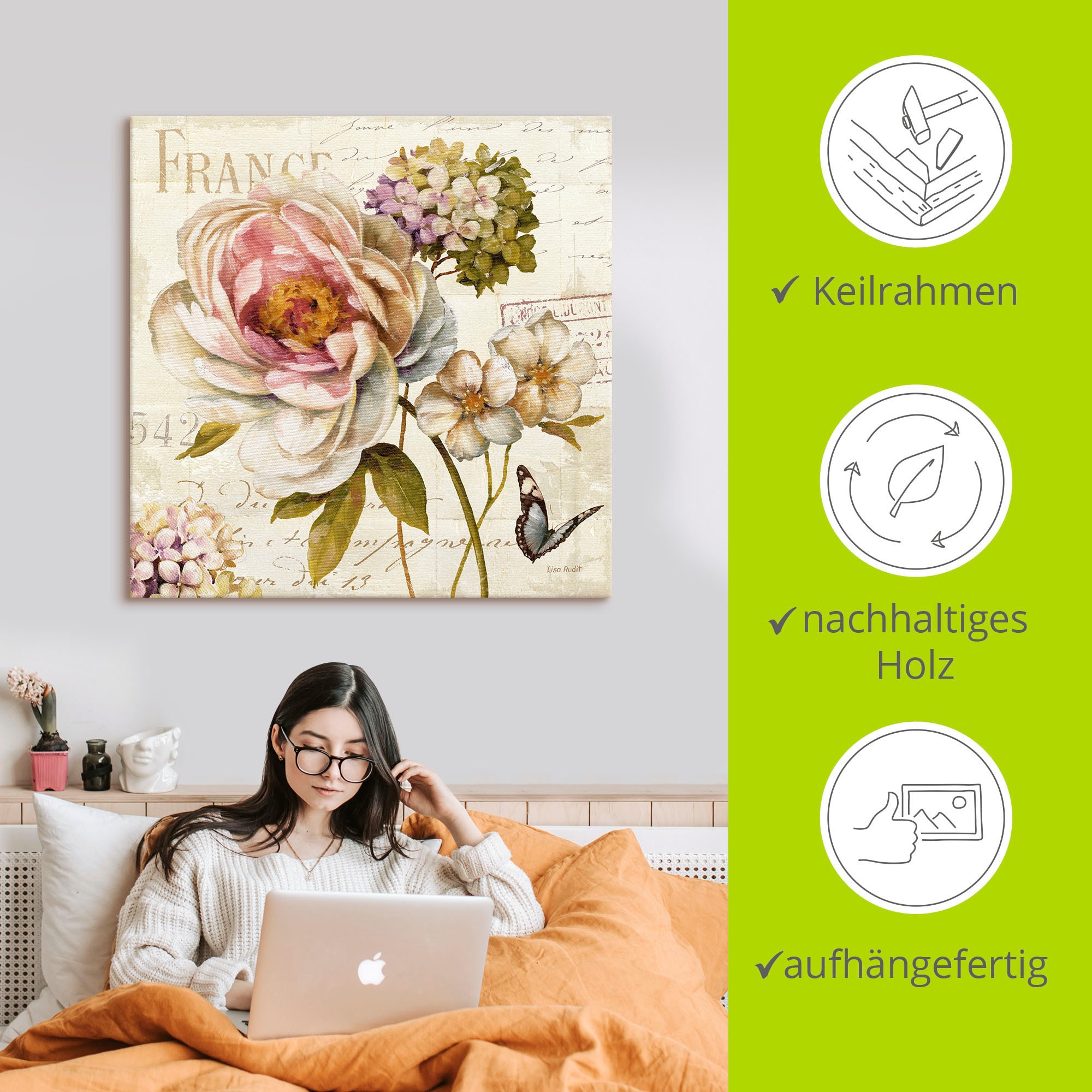 Artland Wandbild »Blumen III«, Blumen, (1 St.), als Leinwandbild, Poster in verschied. Größen