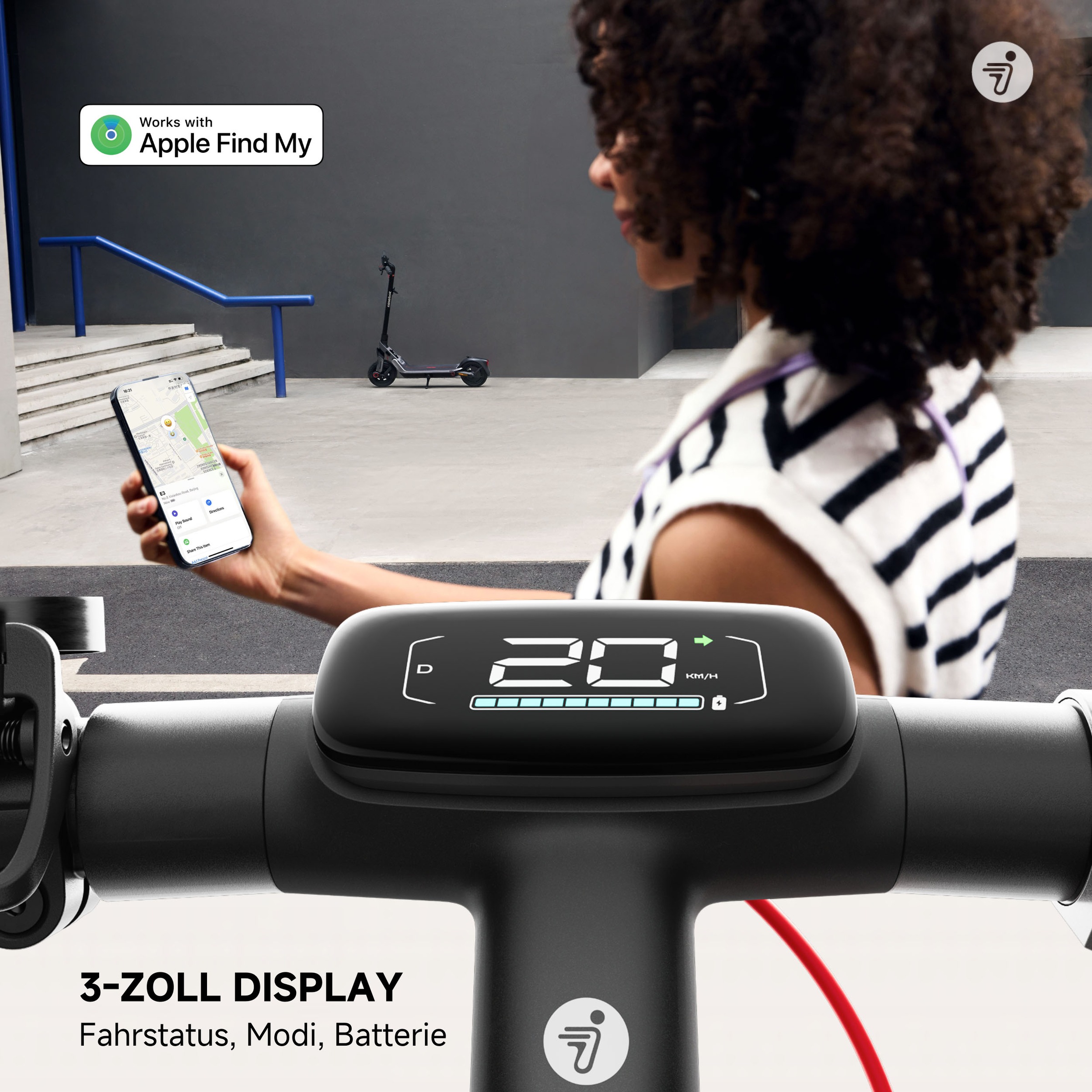 Segway E-Scooter »E3 Pro D«, Schlauchlose selbstabdichtende Reifen