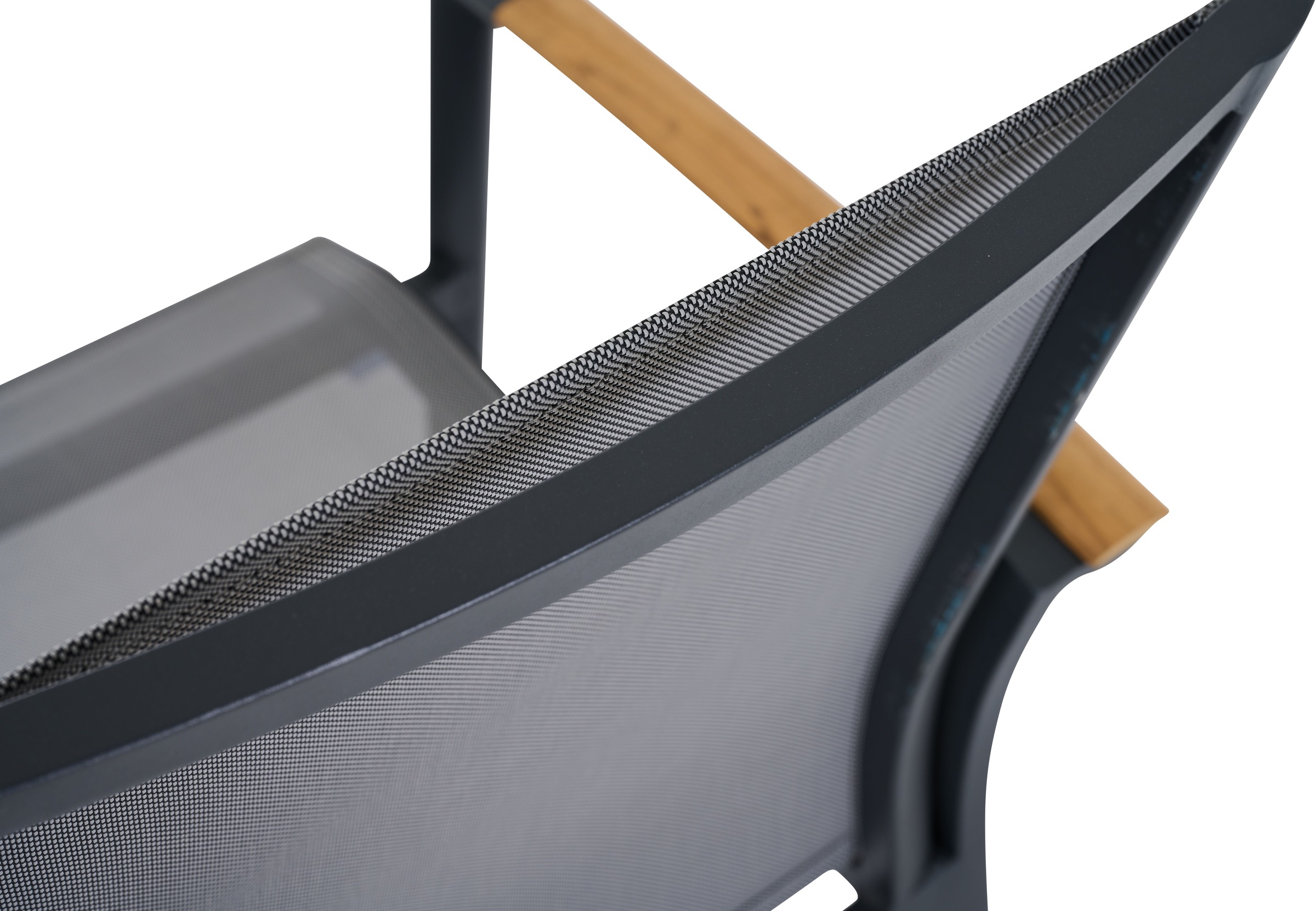 Siena Garden Gartensessel »VELIA Stapelsessel matt anthrazit« Gestell aus Aluminium, Armlehnen aus Teak FSC® 100%