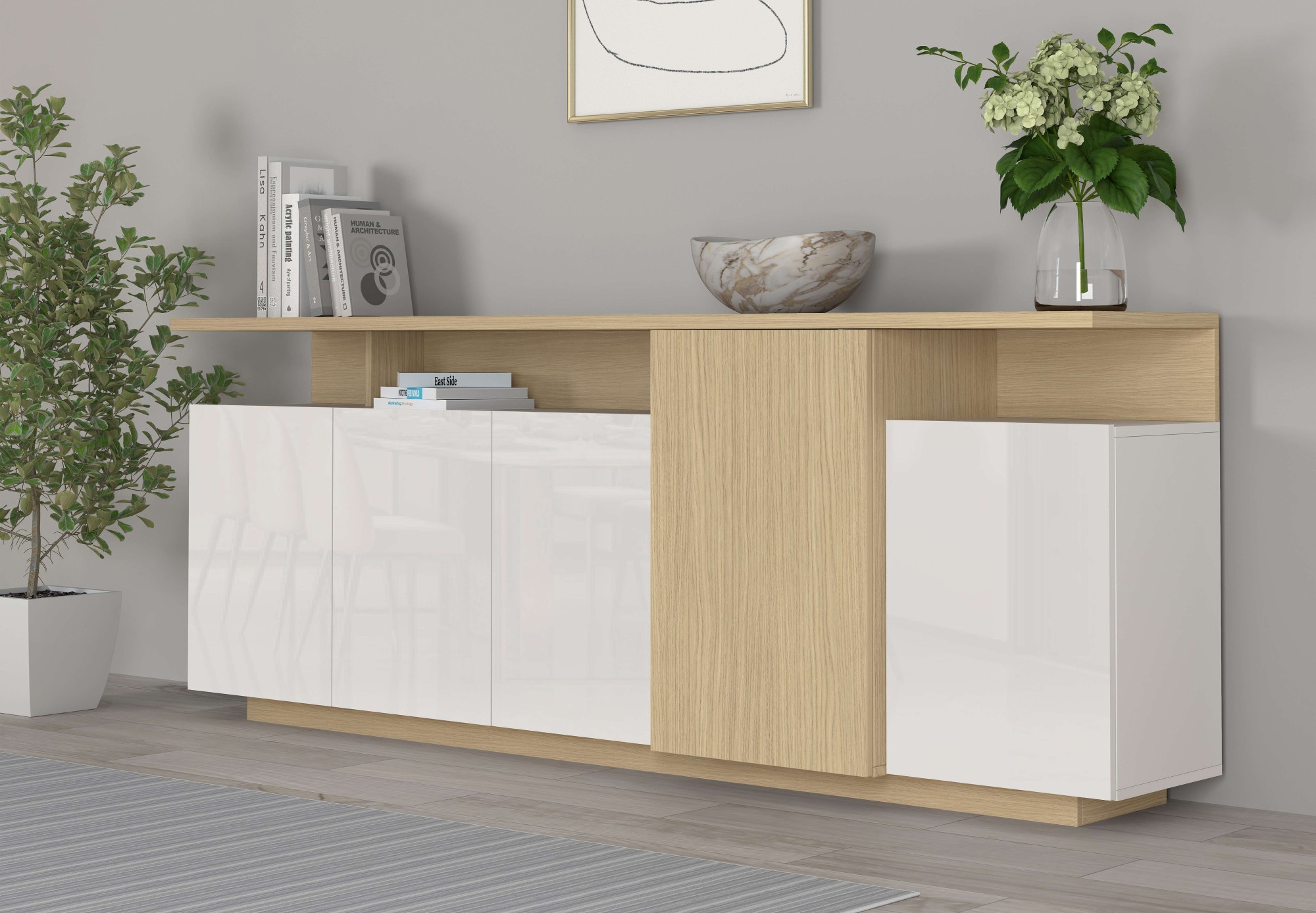 OTTO home Sideboard »Sideboard ETHOS, Kommode, Schrank, Kredenz« 1 Stk. tlg. Mit 5 Drehtüren, 8 Innenfächern und 2 Außenfächern, B.210 cm