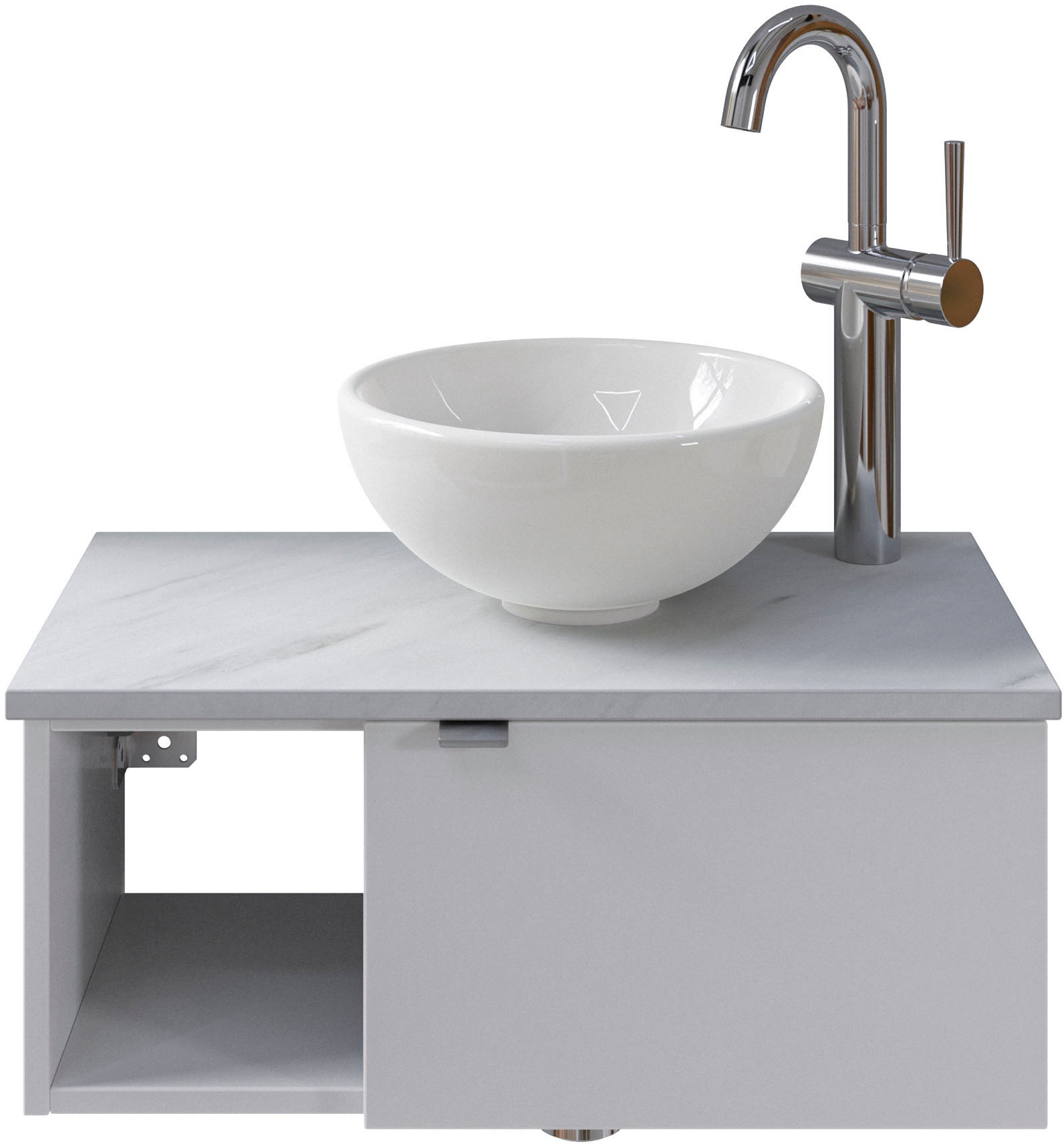Saphir Badmöbel-Set »Serie 6915«, (4 St.), Gäste-Bad, 61 cm breit, mit LED-Spiegel, offenem Fach und 1 Tür