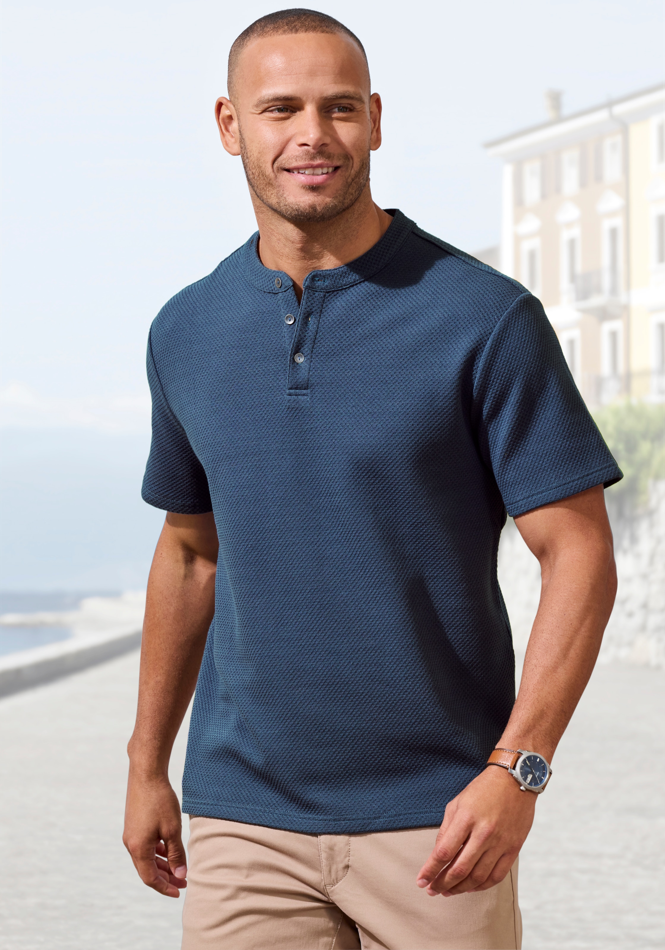 John Devin T-Shirt "Kurzarm-Poloshirt aus Struktur-Qualität" mit modischem günstig online kaufen