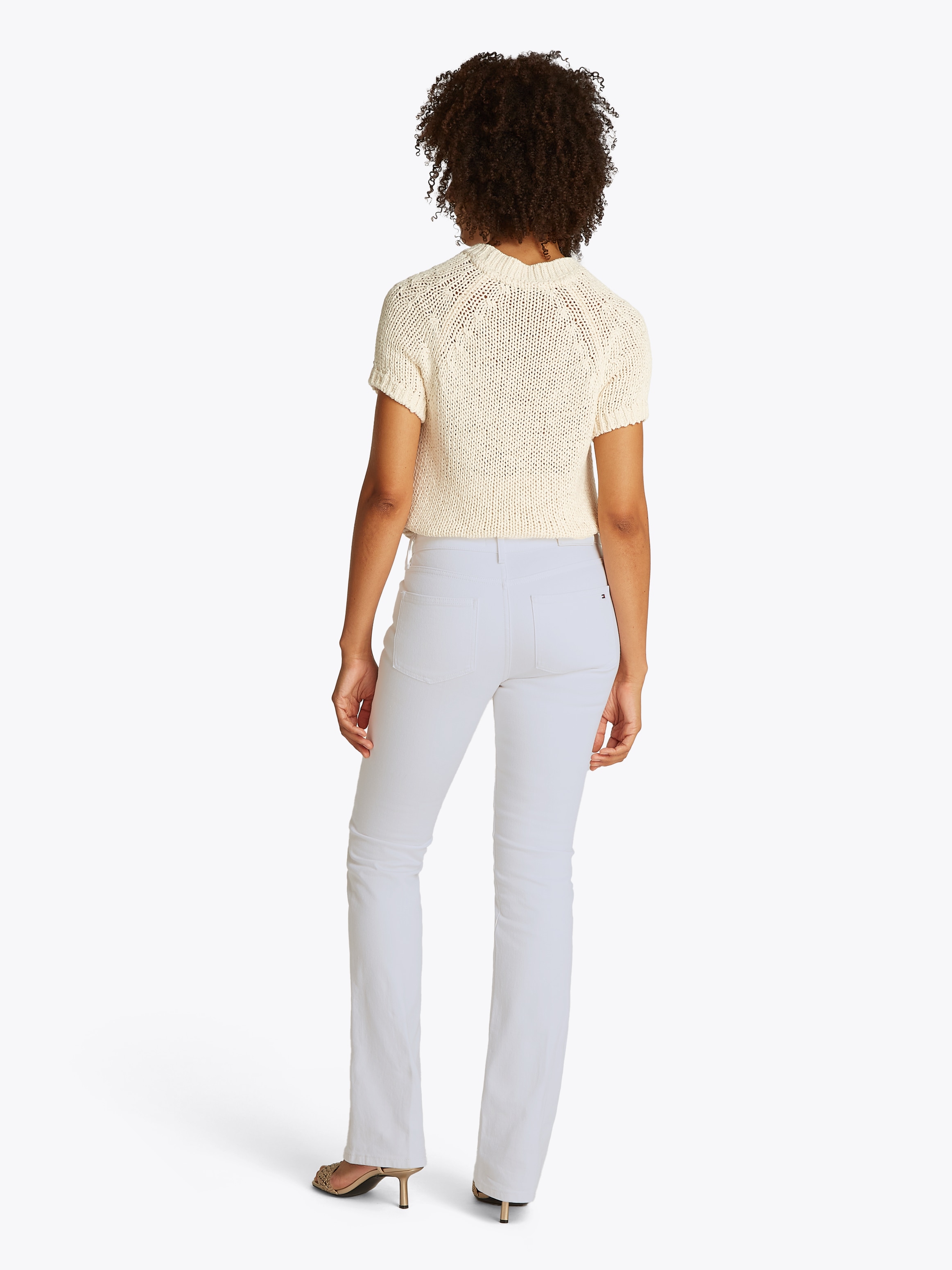 Tommy Hilfiger Bootcut-Jeans »Bootcut Regular Waist«, mittlere normale Leibhöhe, mit Bügelfalten, mit Nieten