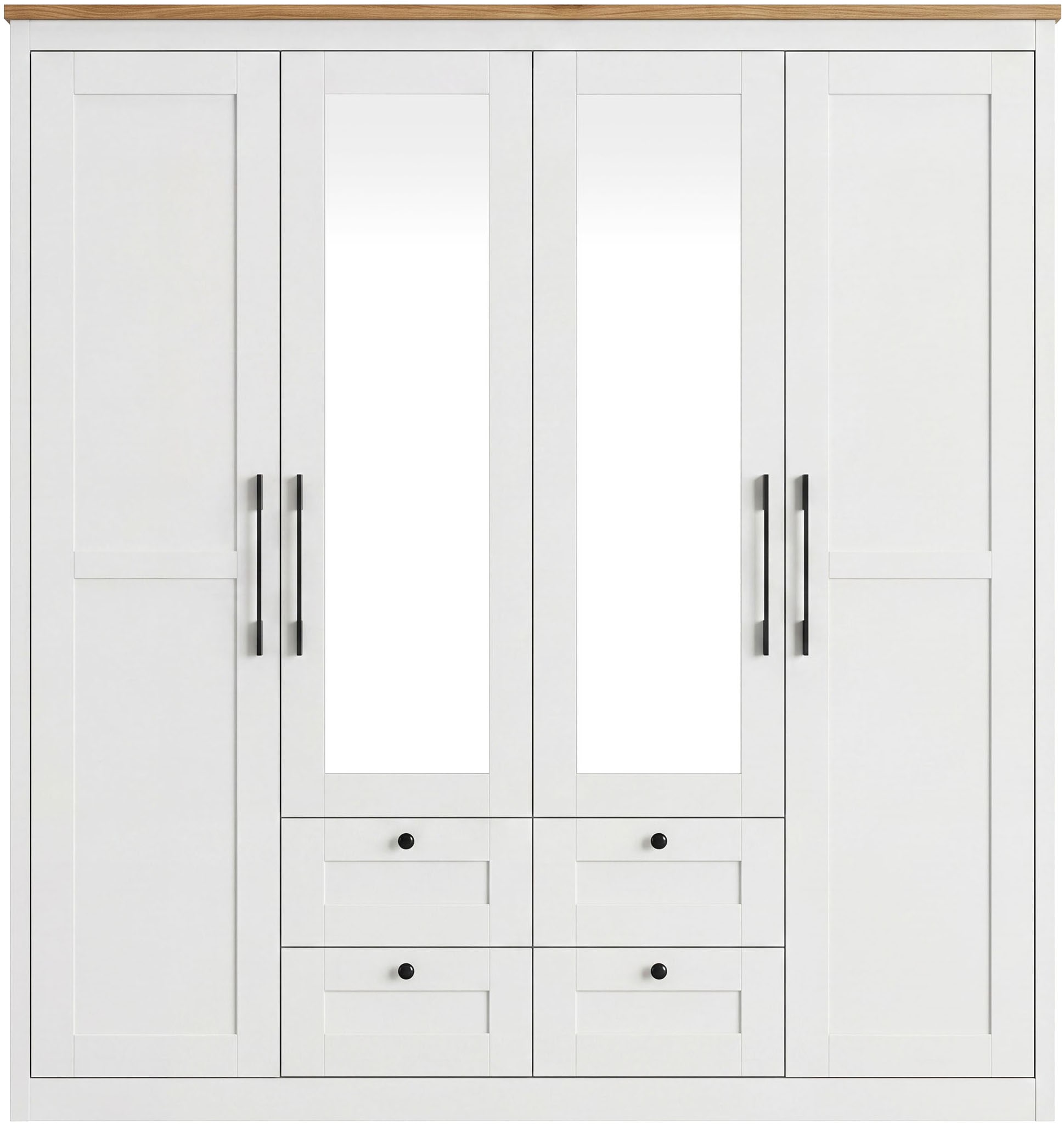 OTTO home Kleiderschrank »Büsum Schlafzimmer Schrank mit 4 Türen und Spiegel« Schlafzimmerschrank Landhaus Design Garderobe Schrank Bestseller