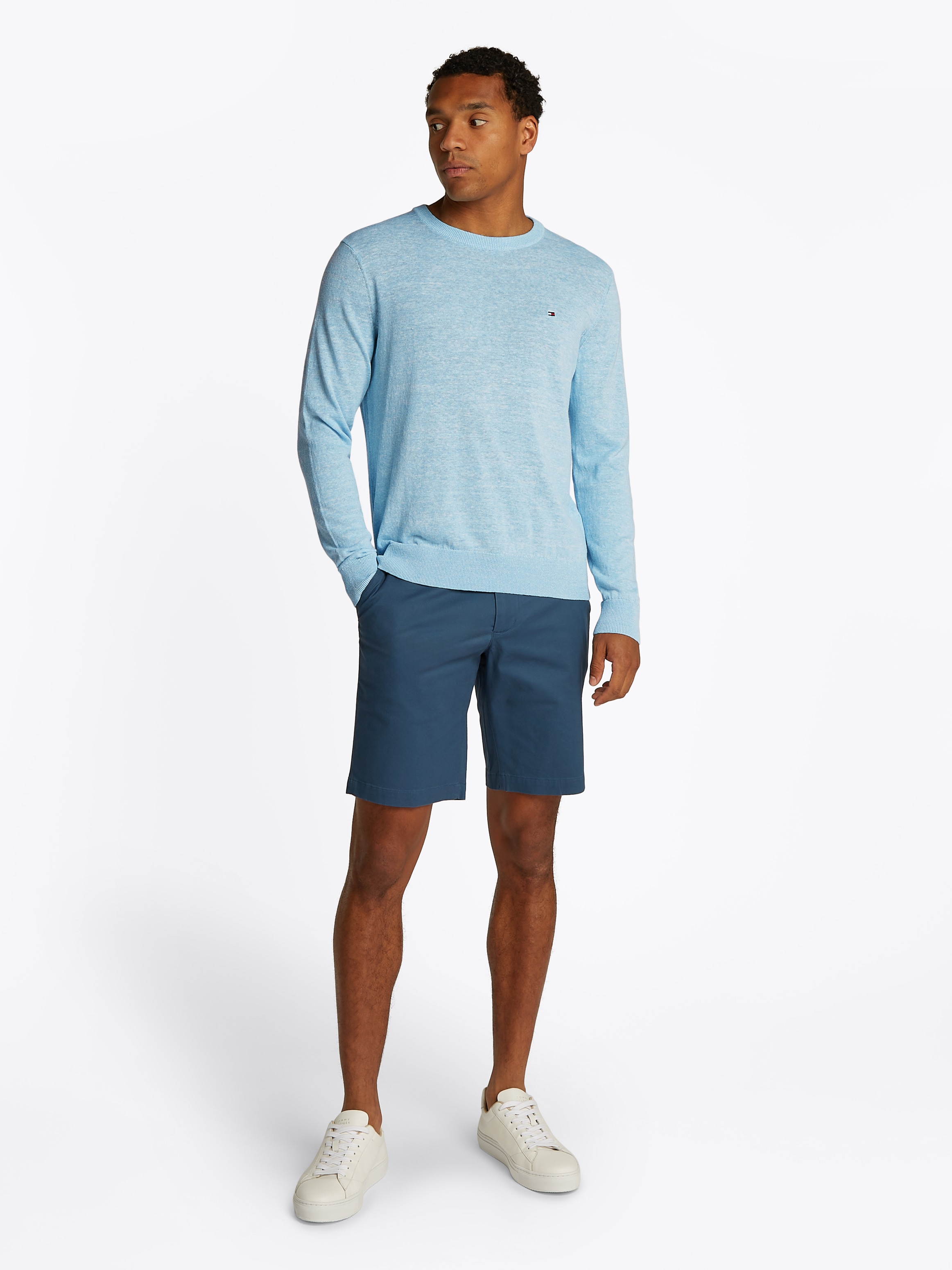 Tommy Hilfiger Rundhalspullover »COTTON LINEN CREW NECK«