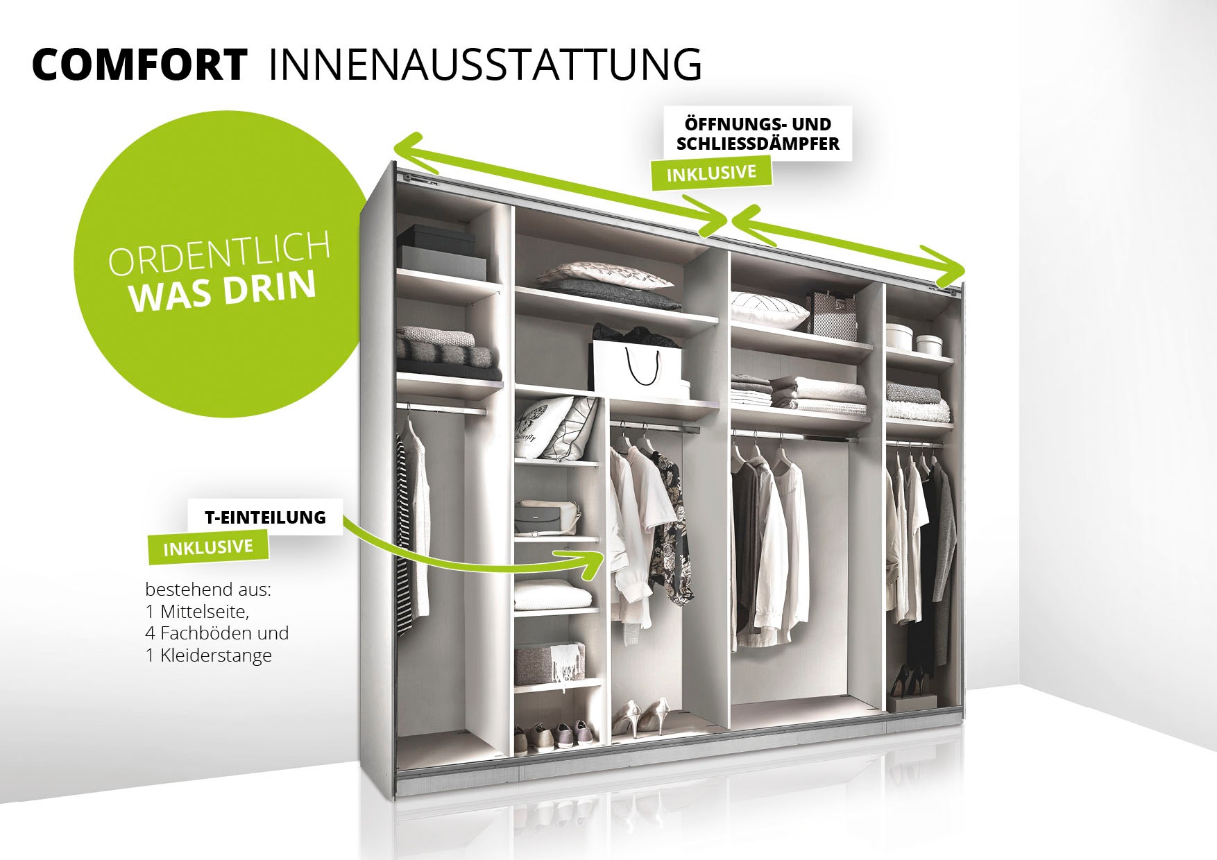 STAUD Schwebetürenschrank »Sonett 220, Made in Germany«, mit vier verschiedenen Ausstattungsvarianten