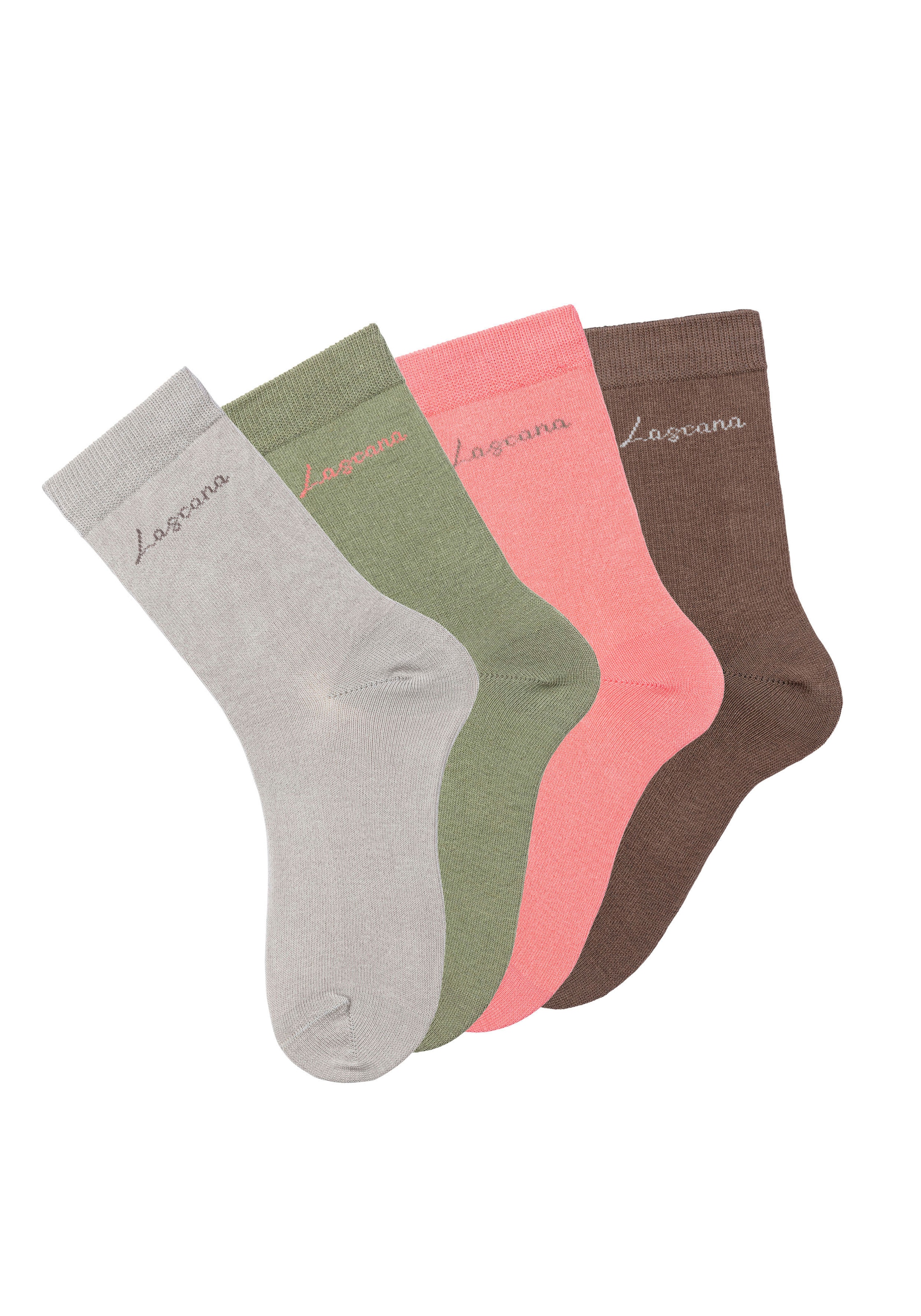 LASCANA Basicsocken, (Box, 4 Paar), in ansprechender Geschenkbox