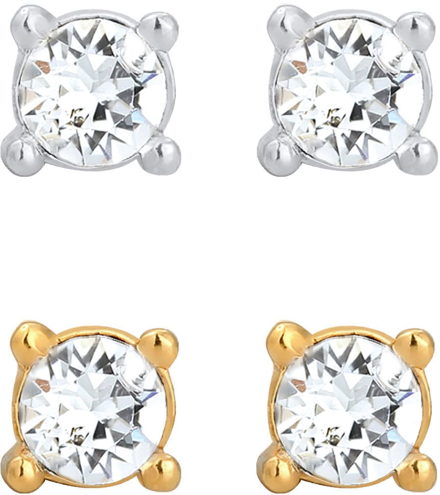 Elli Ohrstecker-Set »Schmuck Geschenk Silber 925 Ohrringe, 0308981219«, (Set, 4 tlg.), mit Glasstein