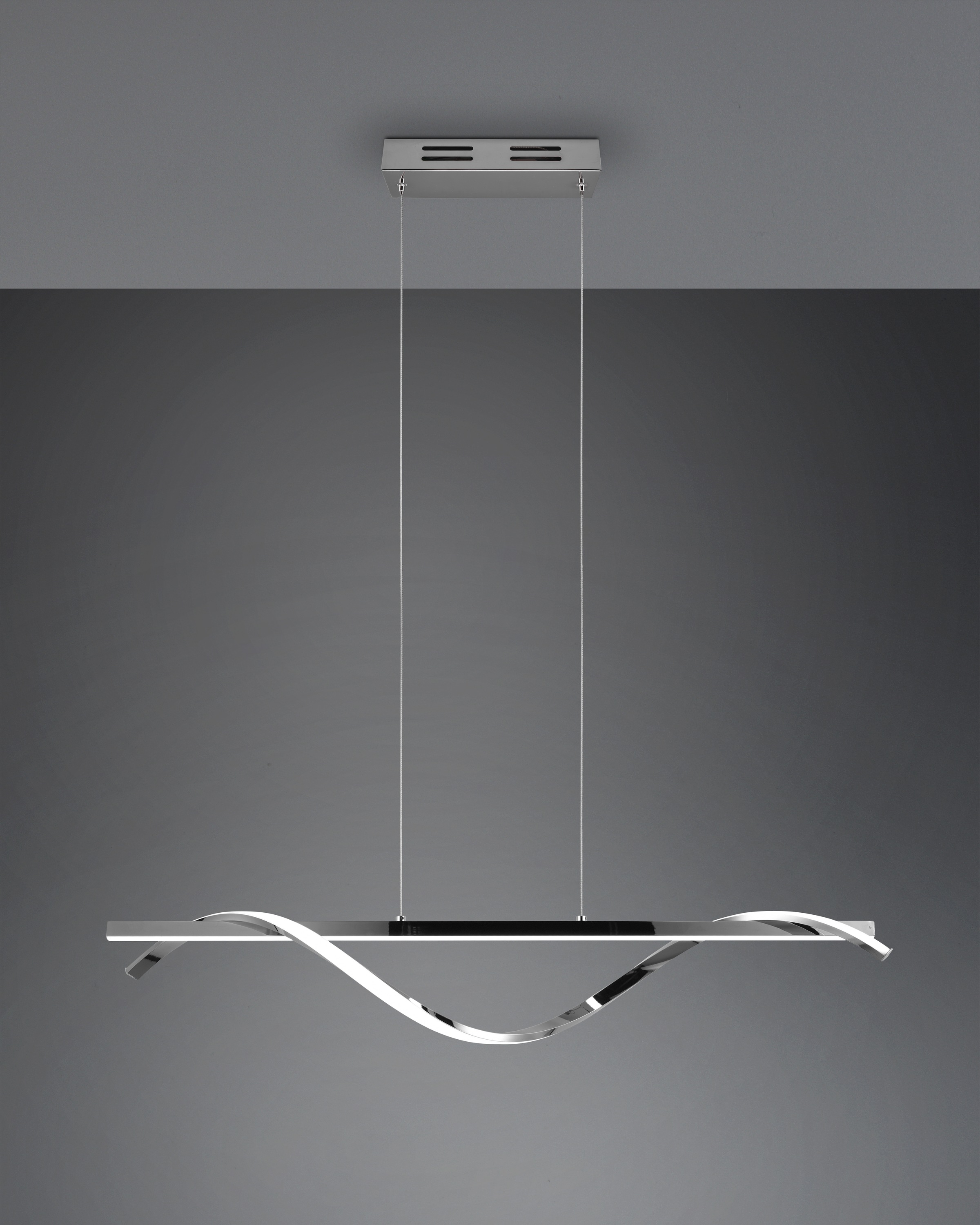 REALITY Leuchten LED Pendelleuchte »ISABEL, Hängelampe 26W LED kaltweiß 4000K 3000 Lumen, höhenverstellbar«, 1 flammig, Leuchtmittel LED-Board | LED fest integriert, 3-Stufen dimmbar über Wandschalter, chrom verspiegelt, max Höhe 150cm