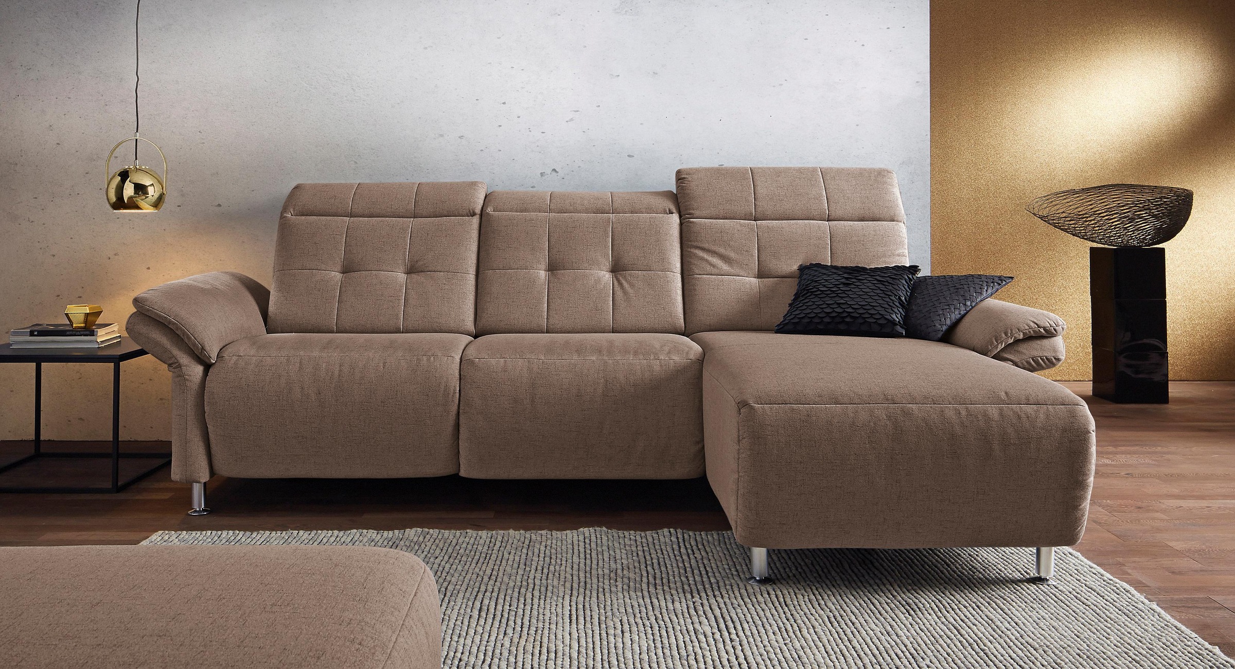 Places of Style Ecksofa »Manhattan L-Form«, 2 Sitze mit elektrischer Relaxfunktion, verstellbare Armlehnen