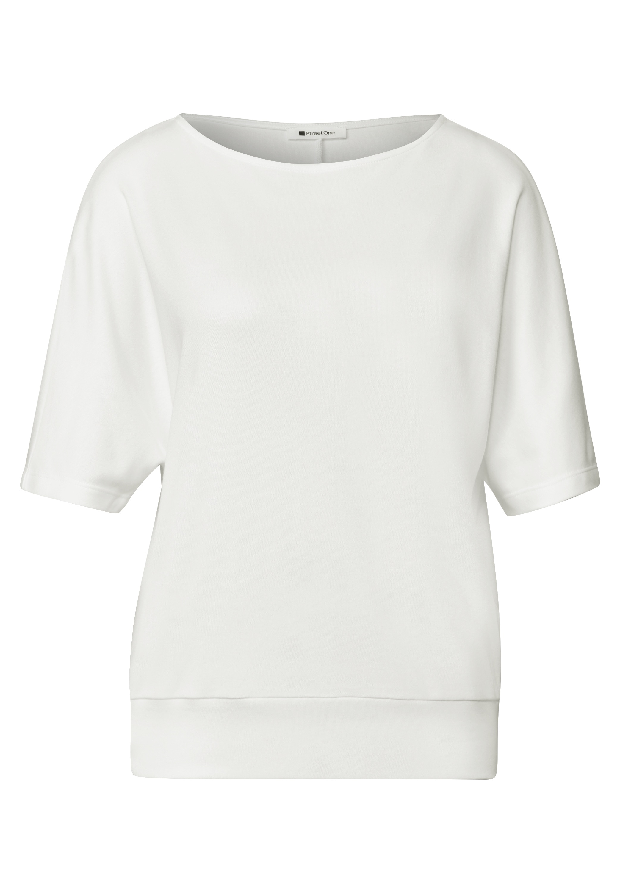 STREET ONE Rundhalsshirt Sommershirt mit Boat Neck und Elastikbund