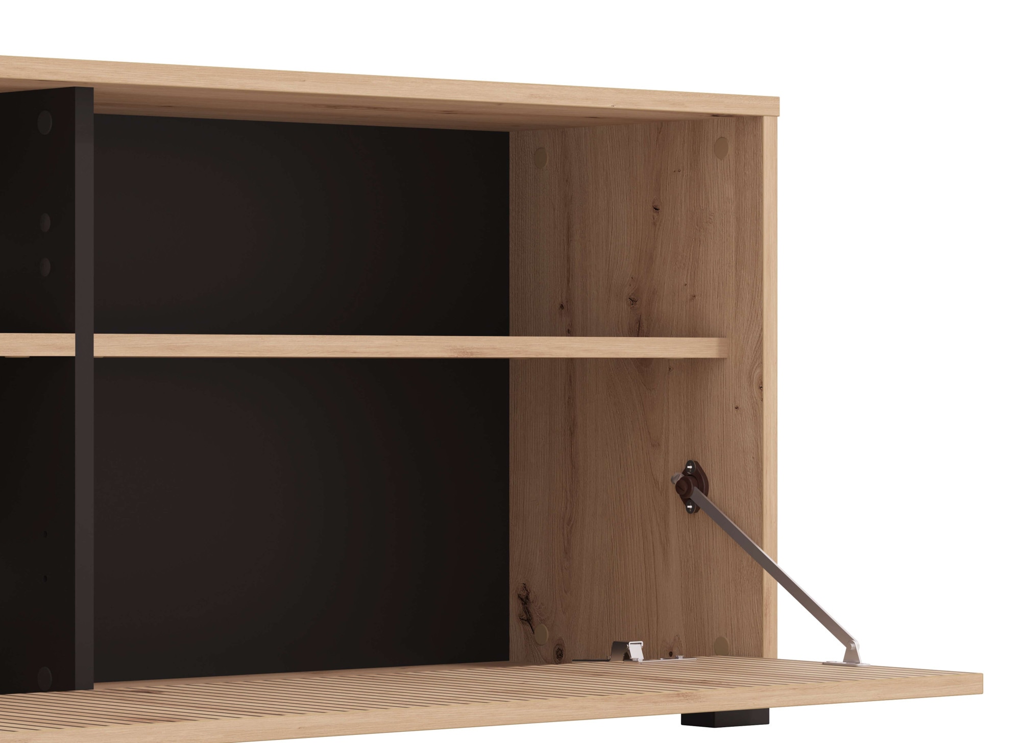 INOSIGN Wohnwand »Chania, 195 cm, inkl. TV Board und Highboard«, (Komplett-Set, 2 St.), Trendfarben, mit dekorativen schwarzen Streifen, in Artisan Eiche
