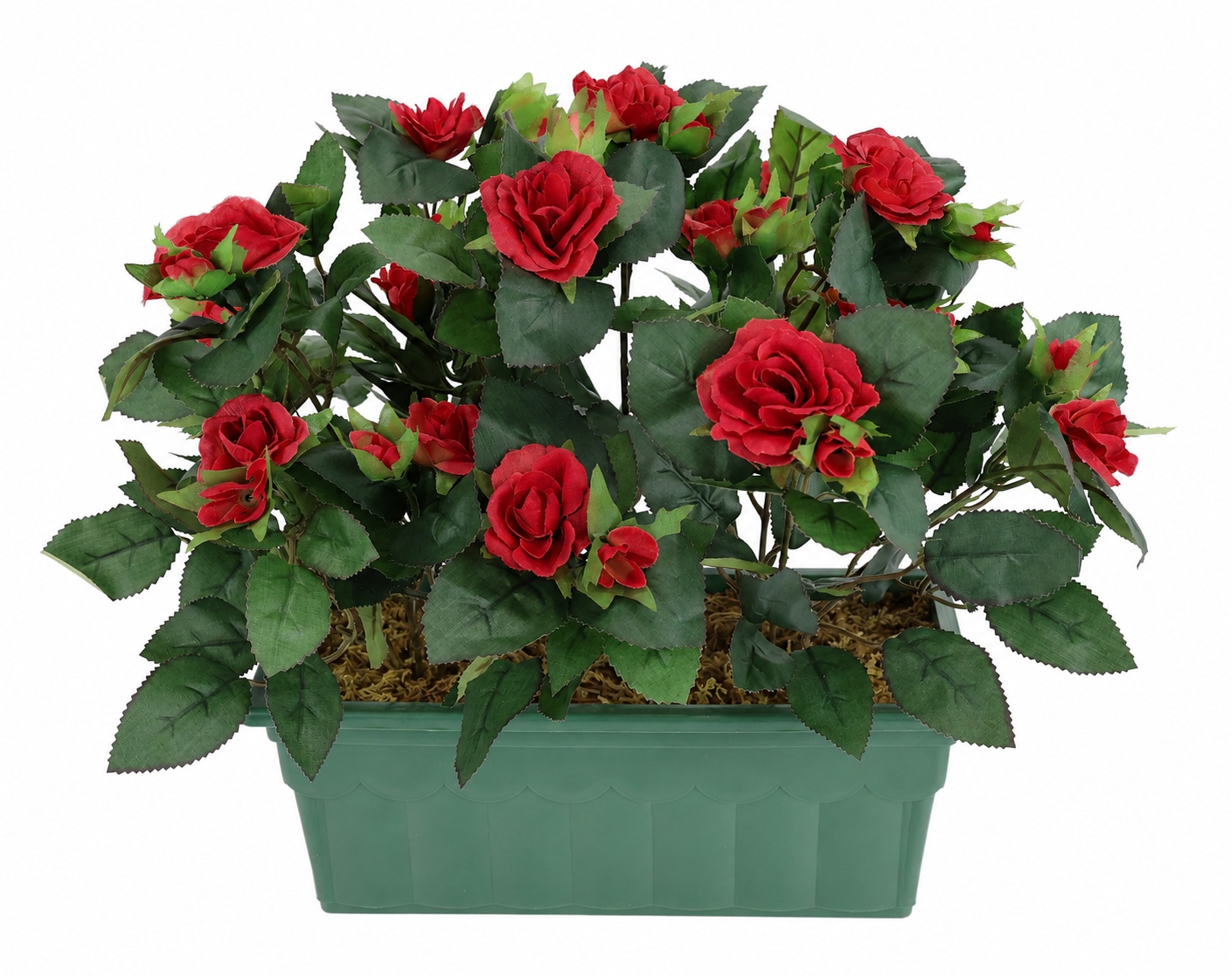 I.GE.A. Kunstblume "Künstlicher Wildrosen-Busch im Kasten 30cm Deko Rosen Kunstrosen" Rosenbusch Wildröschen Kunstpflanze Blume Hochzeitsdeko Deko Dekoblume