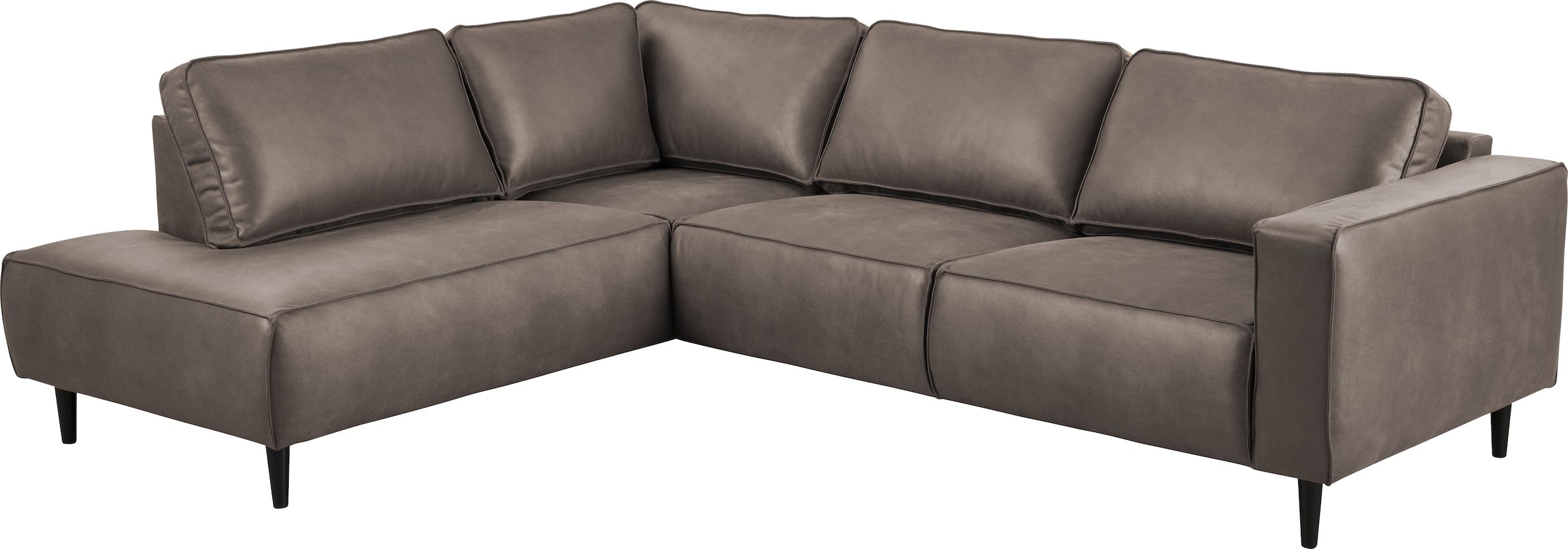 Places of Style Ecksofa »Fumone, Lederoptik oder Soft-Touch Chenille«, Breite 260, mit schwarzen Massivholzfüßen