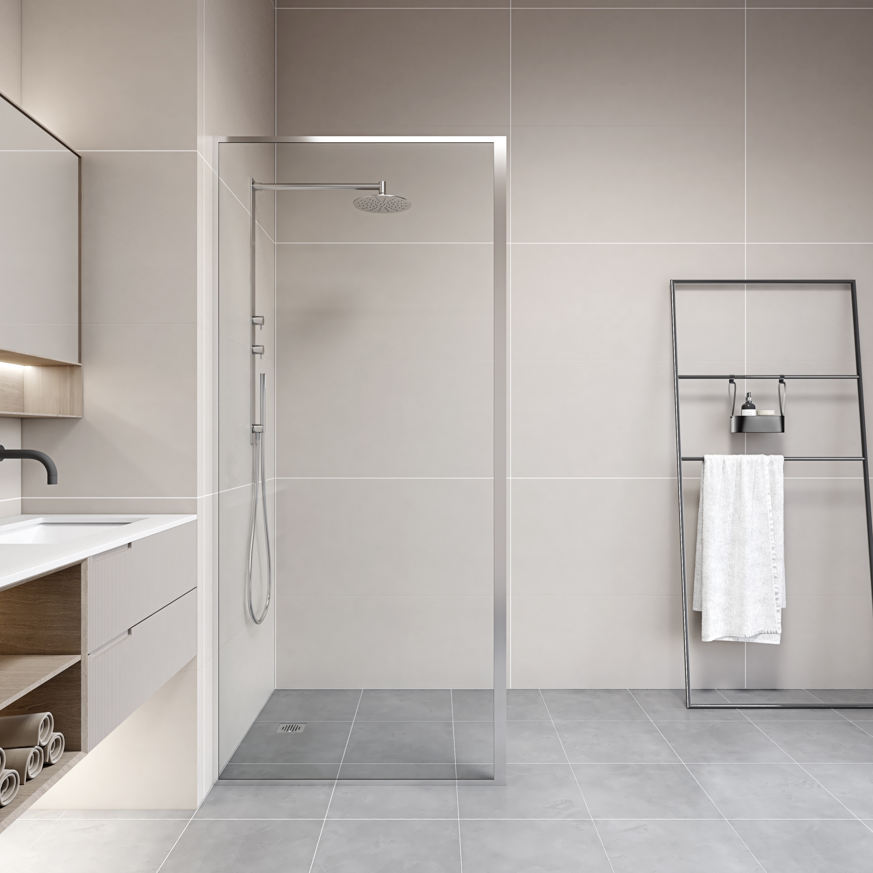 Marwell Walk-in-Dusche "Style" seitenverkehrt aufbaubar, hochwertige Aluminiumprofile