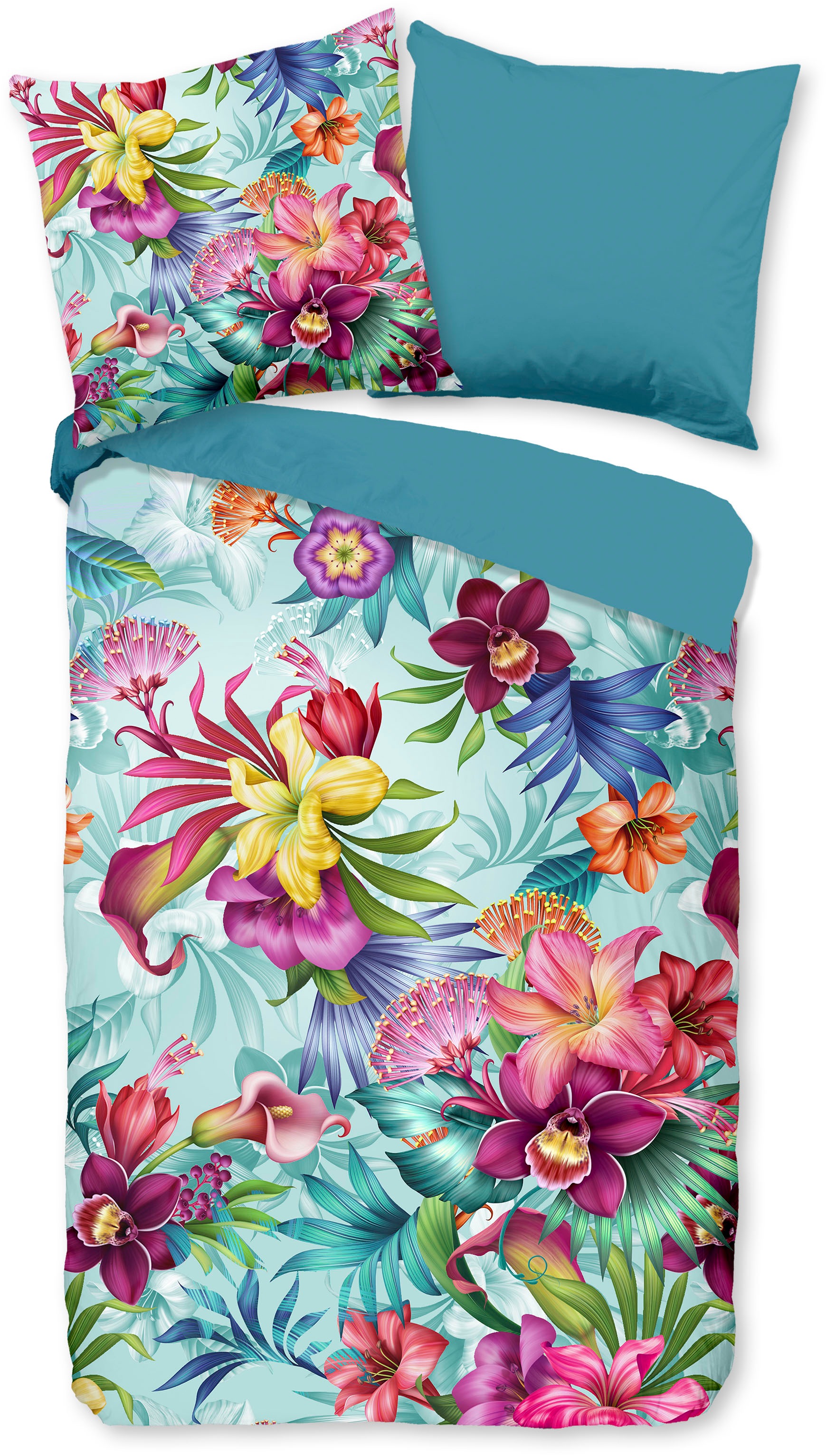 PURE luxury collection Wendebettwäsche »Miray« 2 Mikrofaser, Pflegeleicht, Reißverschluss, Wendeoptik, Blumen, Bunt