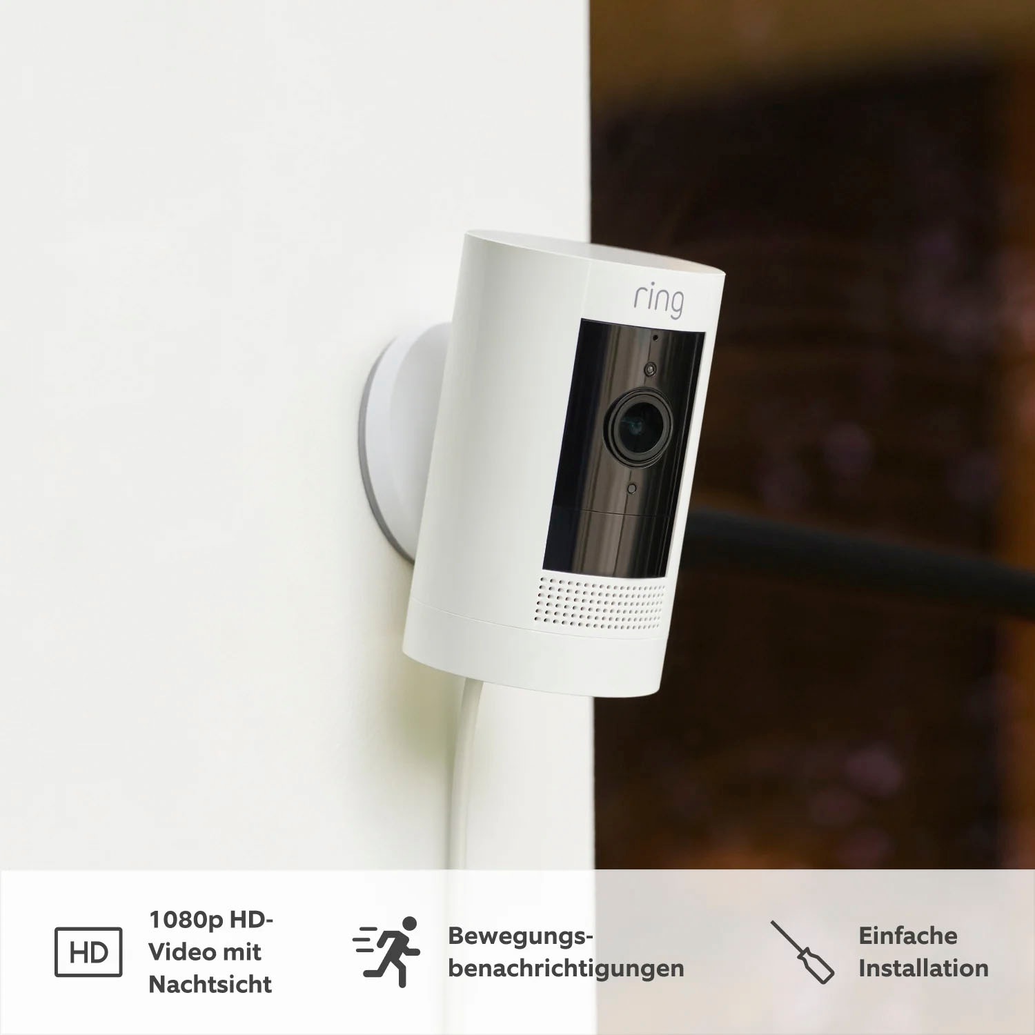 Ring Überwachungskamera »Stick Up Cam Plug-in«, Außenbereich