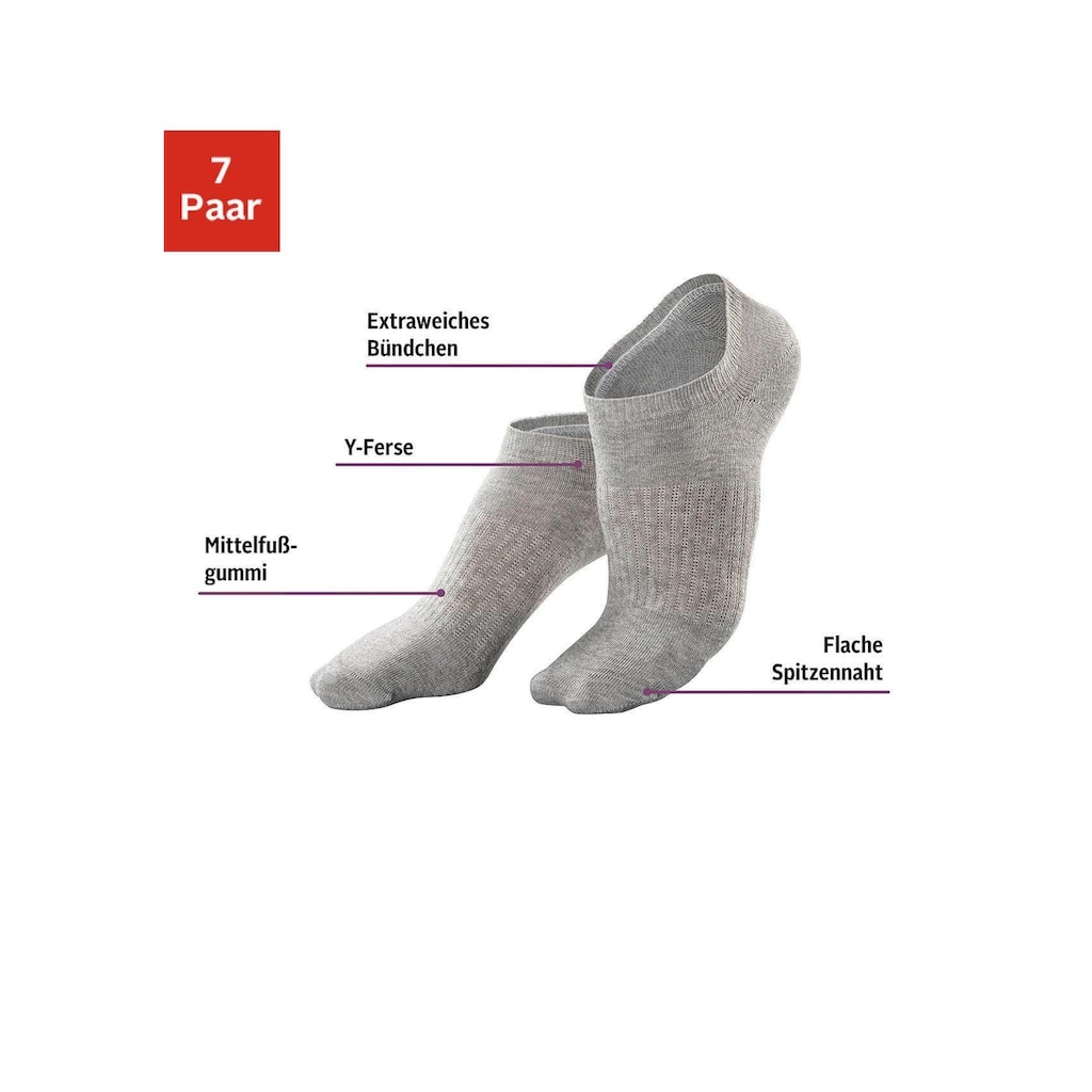 LASCANA ACTIVE Sneakersocken, (Set, 7 Paar), mit Mittelfußgummi