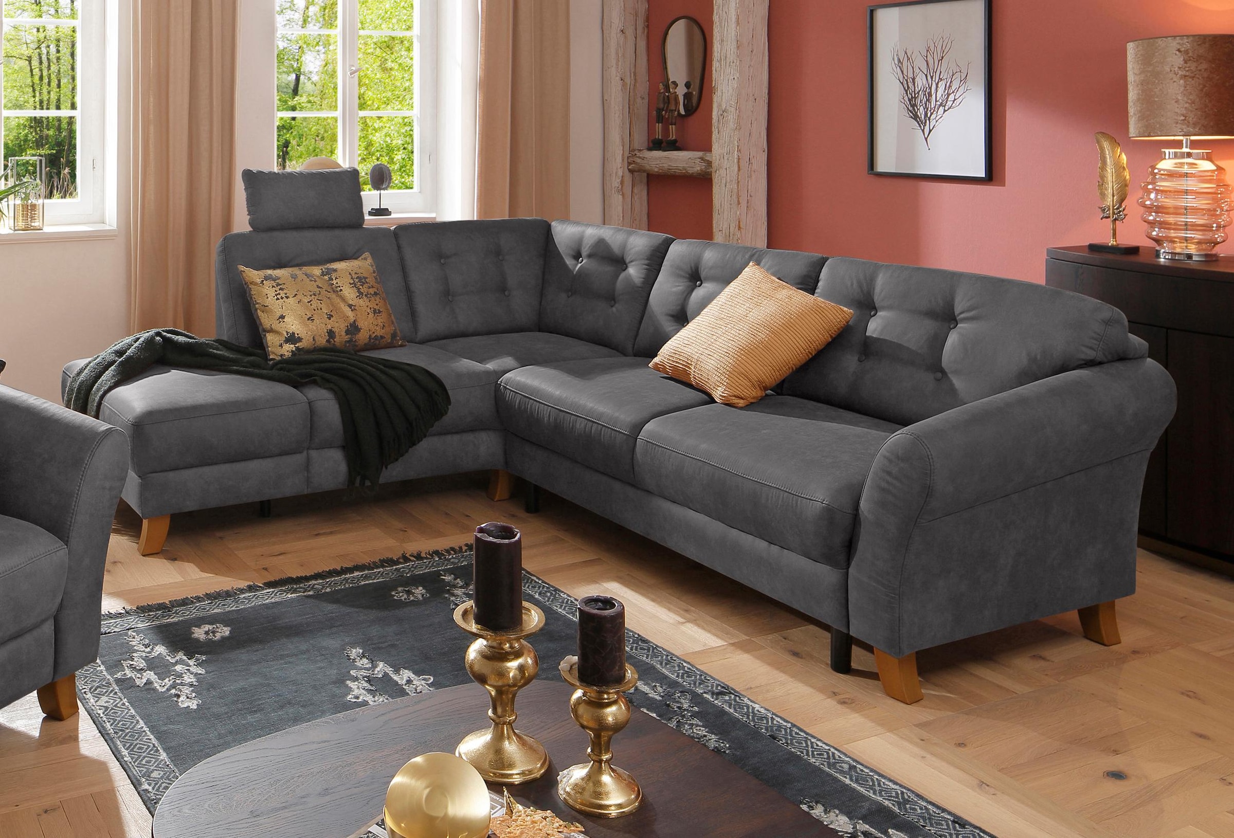 OTTO home Ecksofa "Trondheim L-Form, B: 260 cm, Federkern, Komfortsitz" mit Schlaffunktion, optional mit Stauraum, Eckcouch frei stellbar