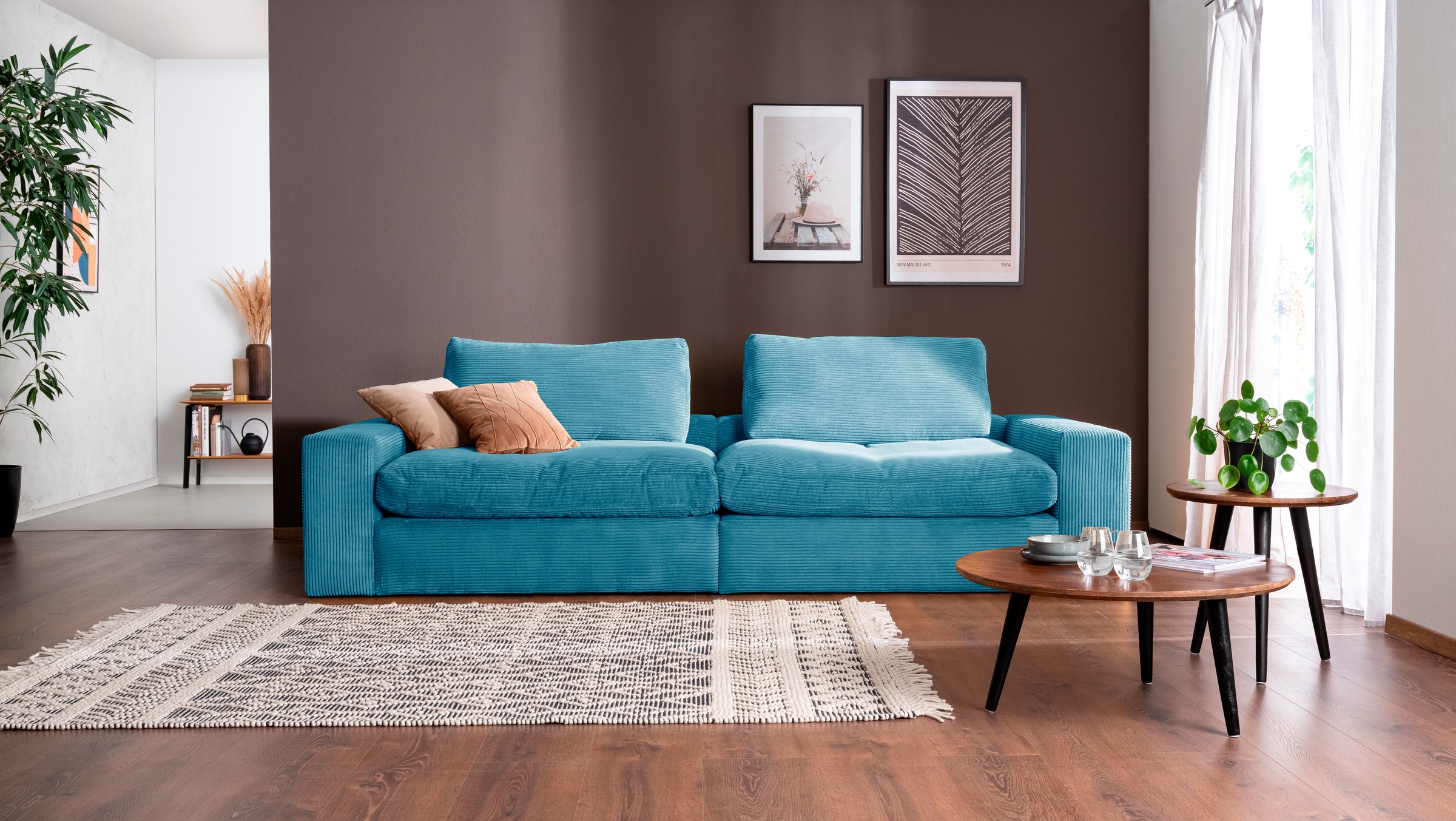 alina Big-Sofa "Sandy", 266 cm breit und 123 cm tief, in modernem Cordstoff günstig online kaufen