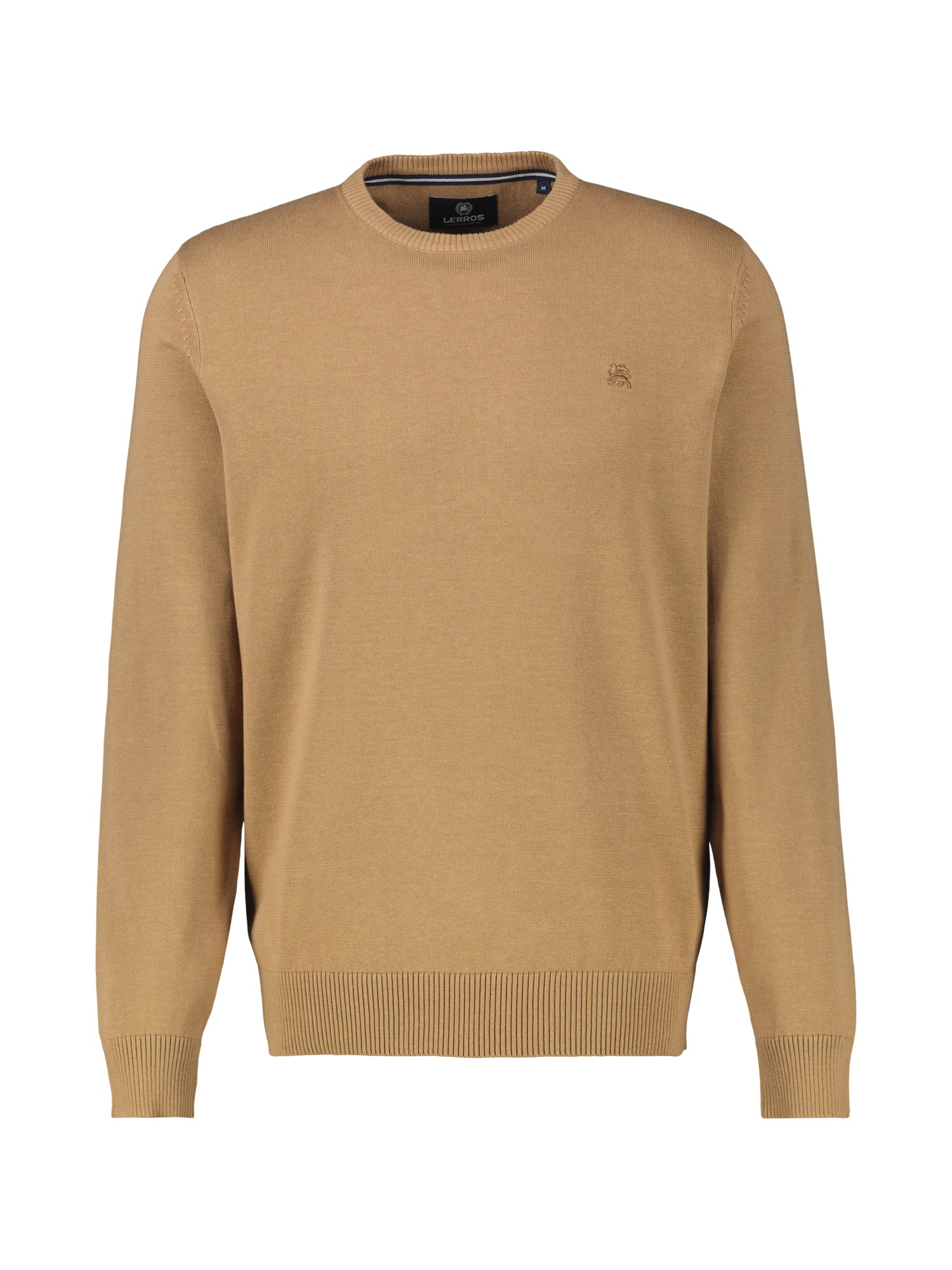Strickpullover LERROS "Crewneck Strickpullover", Herren, Gr. XL, light coffee, 100% Baumwolle, Pullover Strickpullover, Weicher Strick-Pullover, Rundhalsausschnitt, lange Ärmel, pflegeleicht