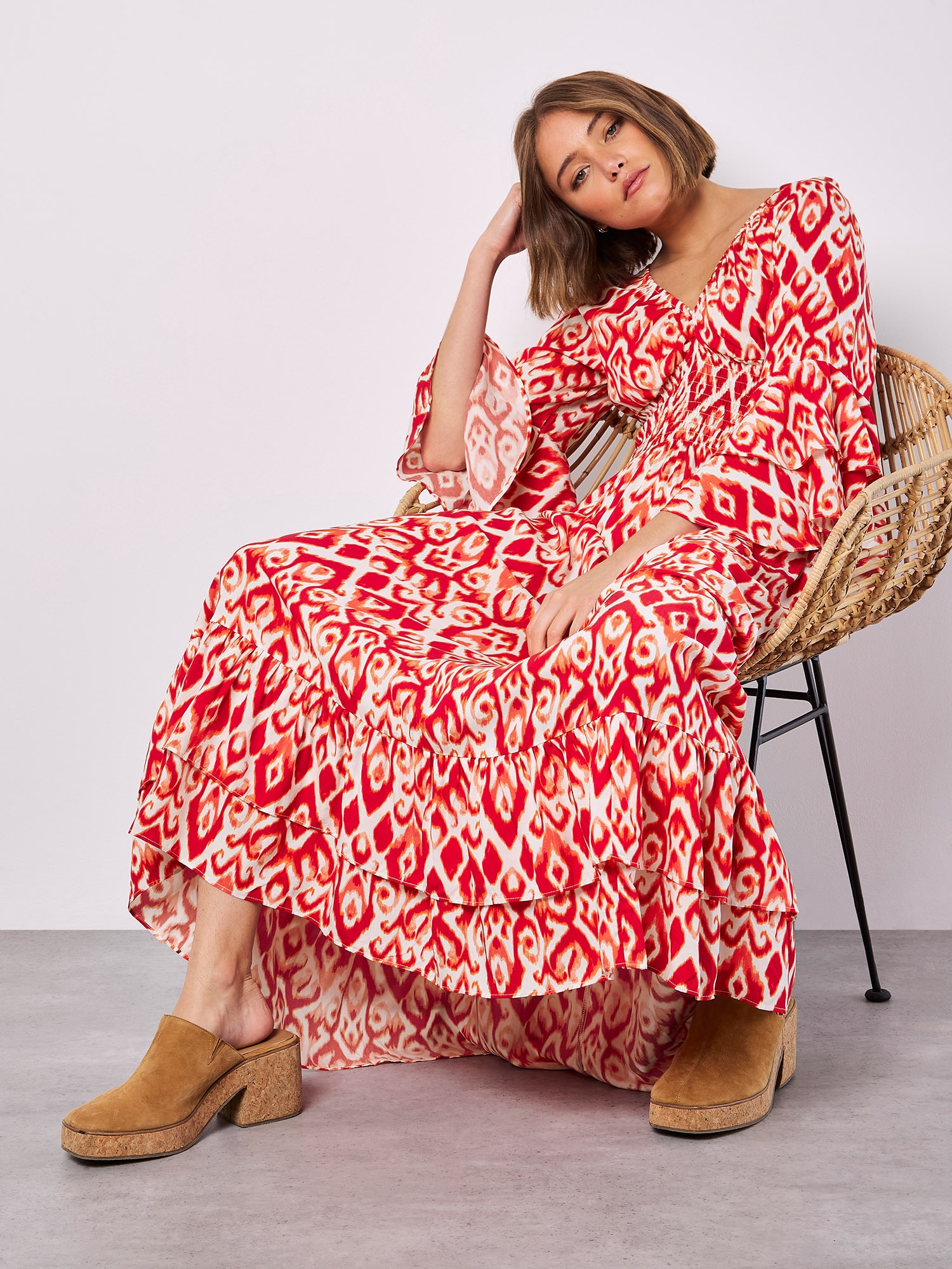 Apricot Maxikleid »Swirl Smock Maxikleid« mit Rüschenärmeln