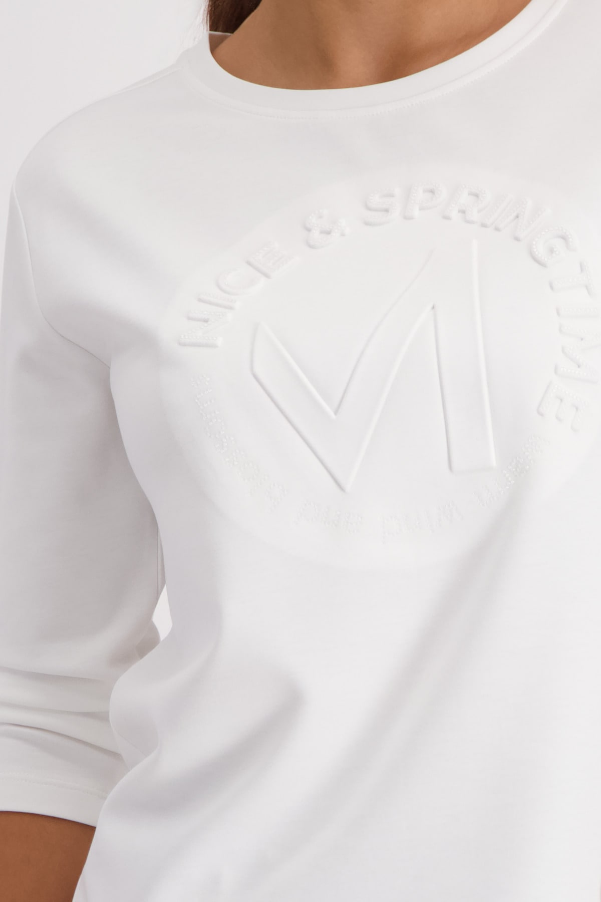 Monari Sweatshirt , Rundhalsausschnitt, Prägedruck mit Strasssteinen, Regular Fit
