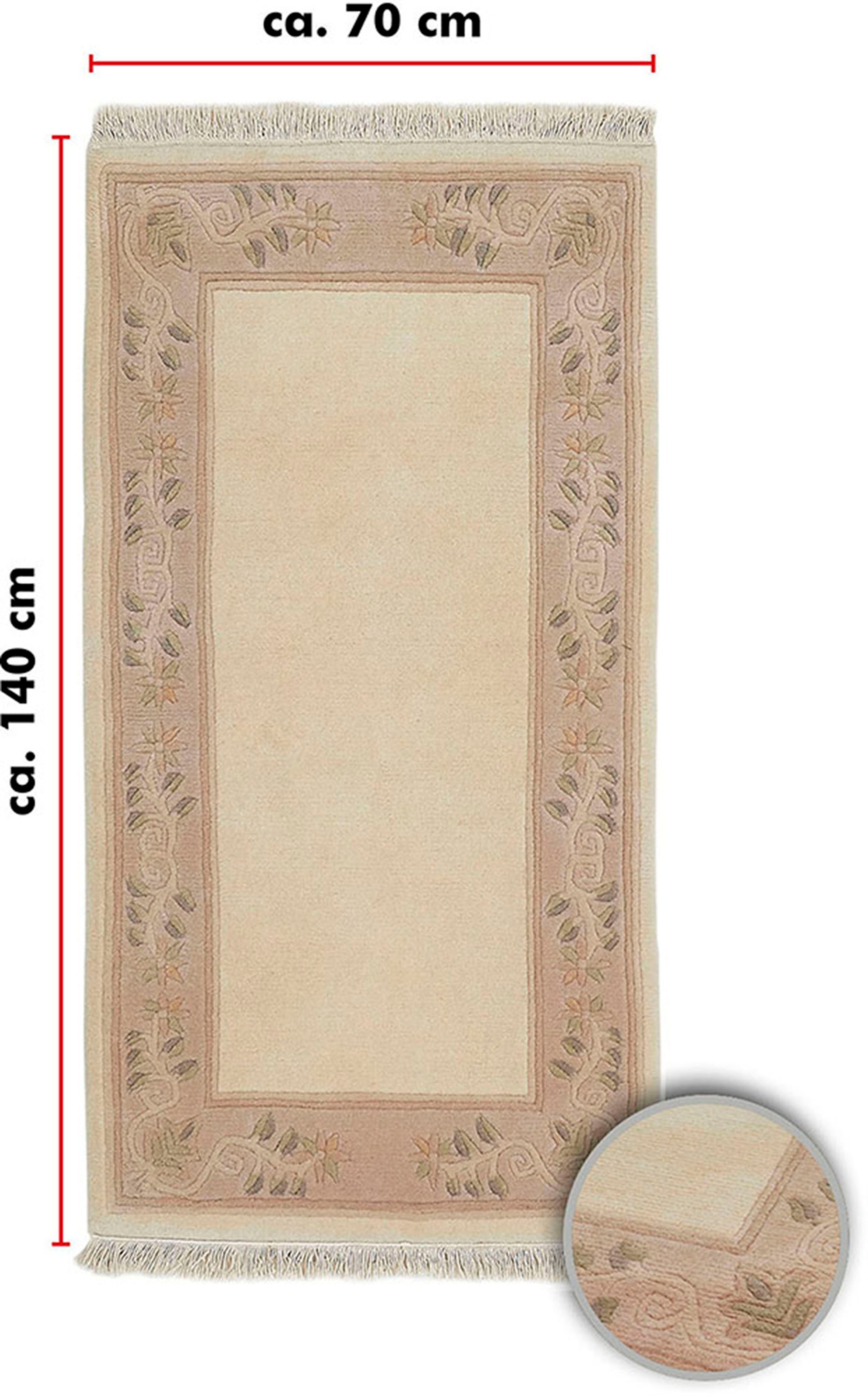 LUXOR living Wollteppich »Adour«, rechteckig, 18 mm Höhe, reine Wolle, handgeknüpft, mit Bordüre und Fransen, Wohnzimmer