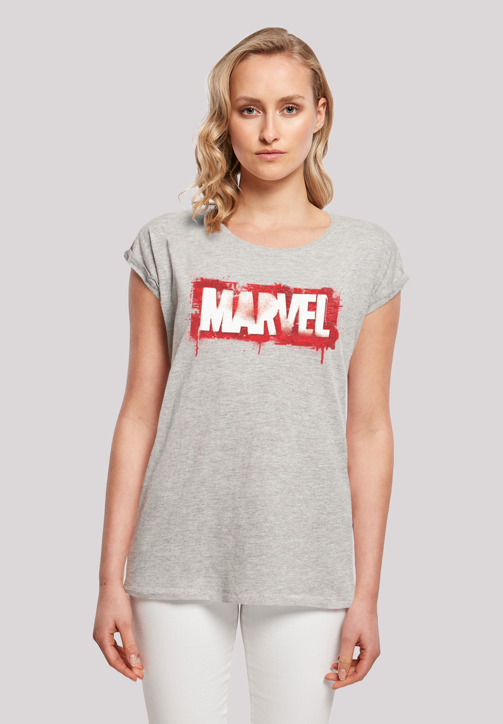 Ladies | Shoulder Extended Kurzarmshirt »Damen Tee«, Spray (1 F4NT4STIC Marvel tlg.) BAUR with Logo bestellen