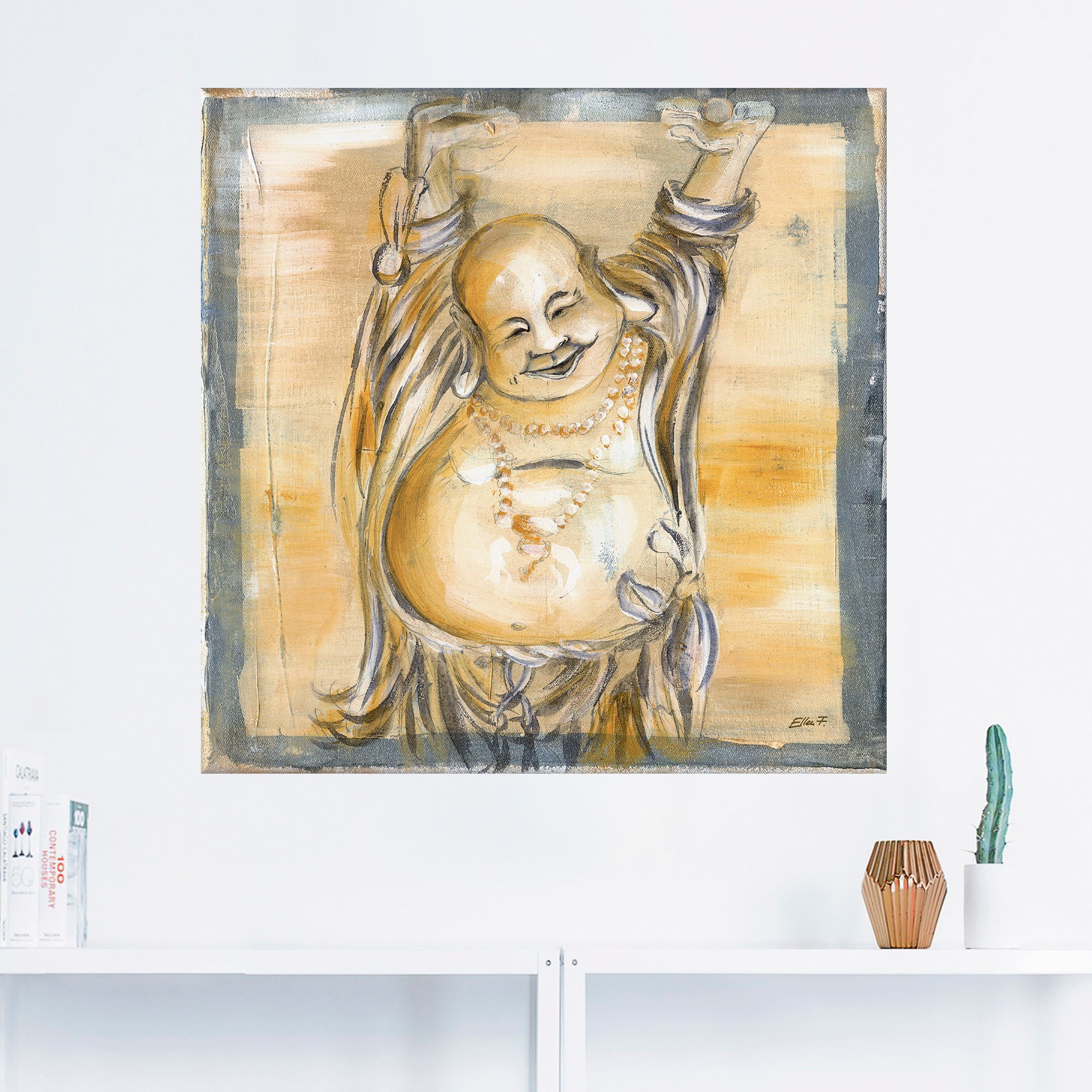 Artland Wandbild »Fröhlicher Buddha II«, Religion, (1 St.), als Alubild, Outdoorbild, Leinwandbild, Poster, Wandaufkleber