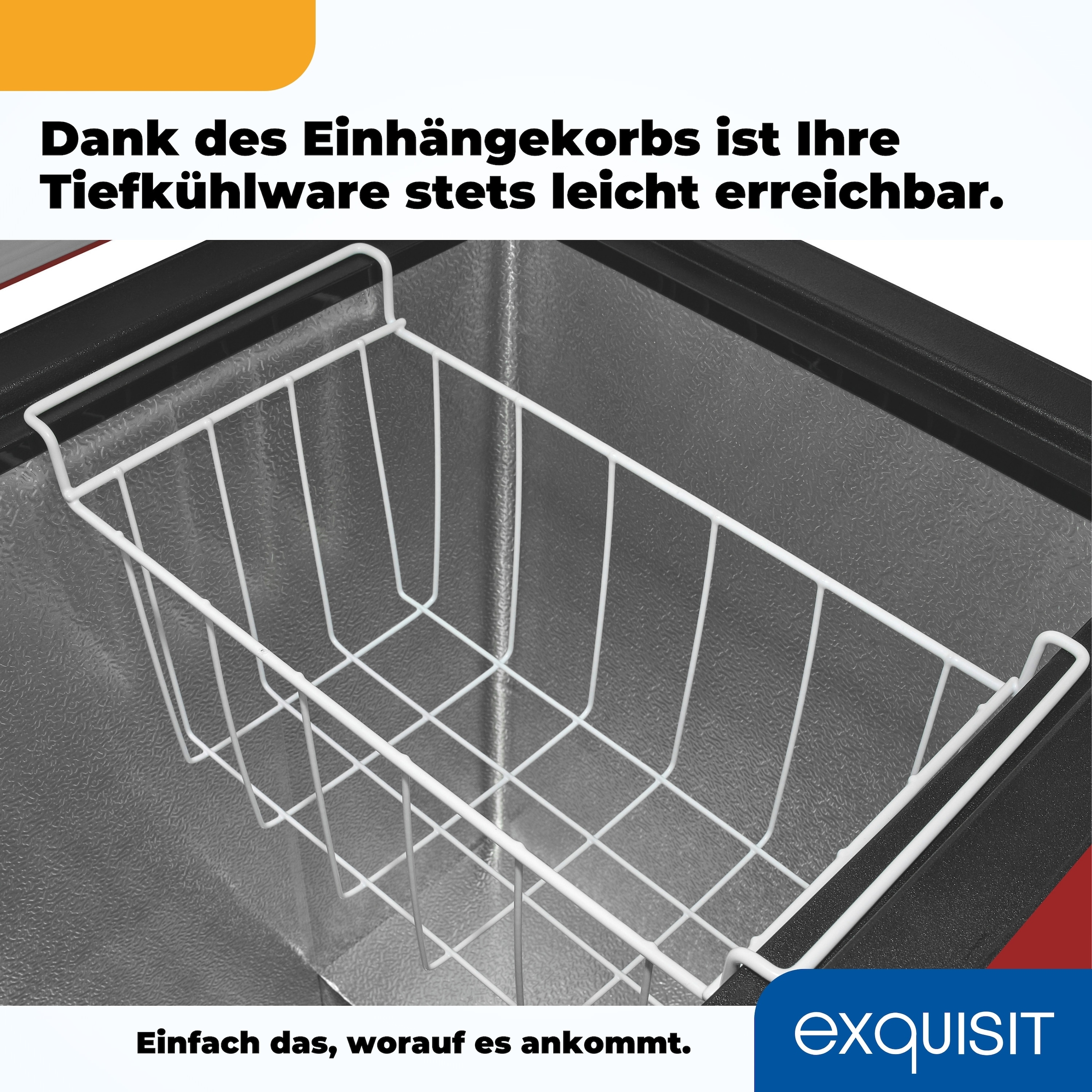 exquisit Gefriertruhe »GT100-050E rot« 83,5 cm hoch 54,5 cm breit 4*-Gefriertruhe mit ergonomischer Griffmulde – bequem zu öffnen