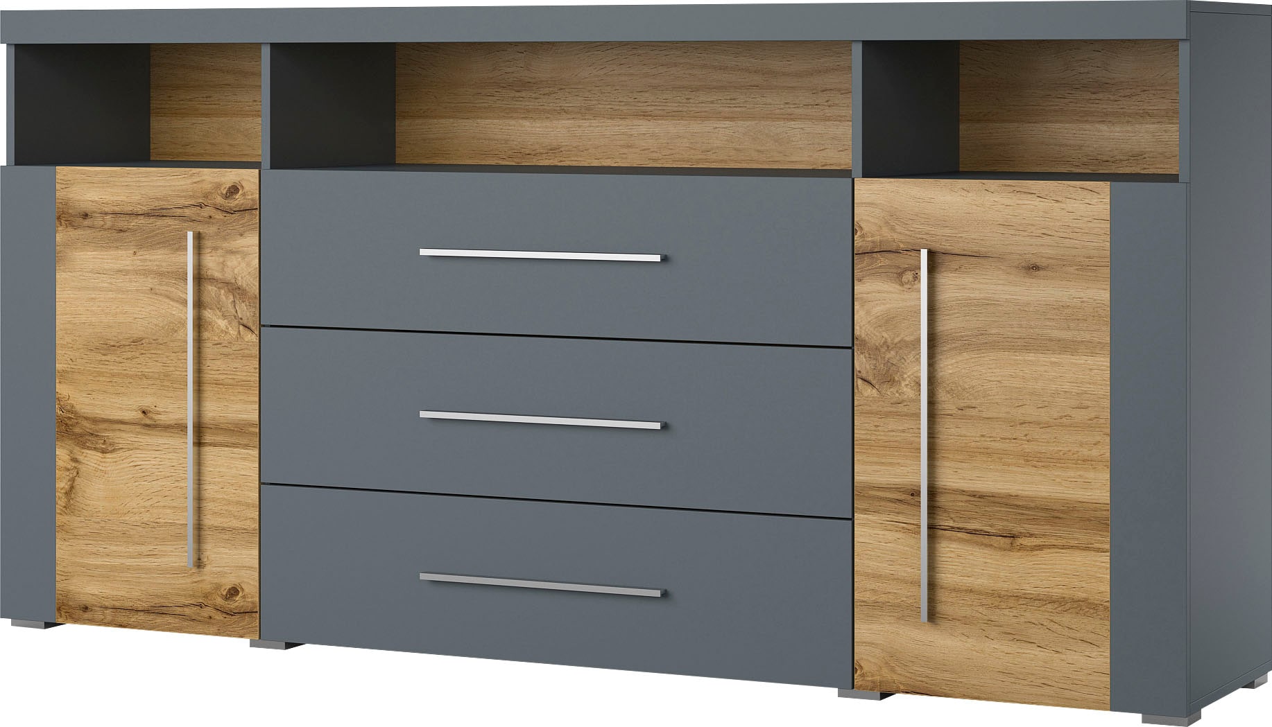 INOSIGN Sideboard "Roger,Breite 182cm, stilvolle Schrank, 2 Holztüren 3 Sch günstig online kaufen