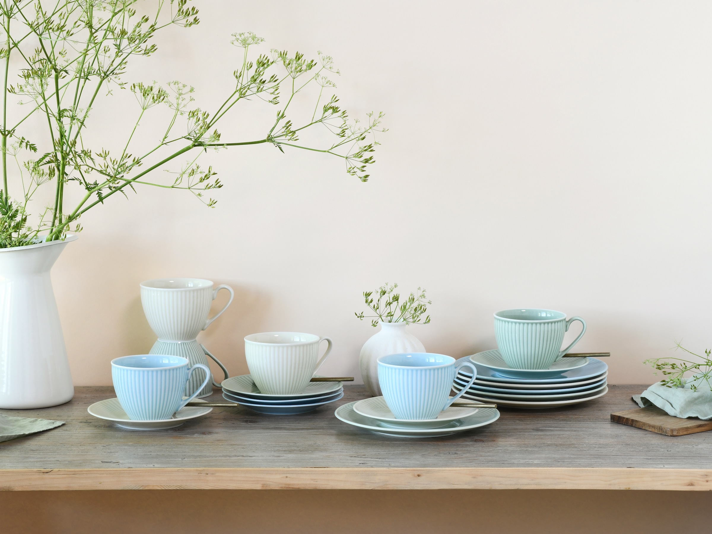 CreaTable Kaffeeservice »Valencia Pastell, Kaffee-Service 18-tlg«, (Set, 18 tlg.), Elegant, Boho Chic