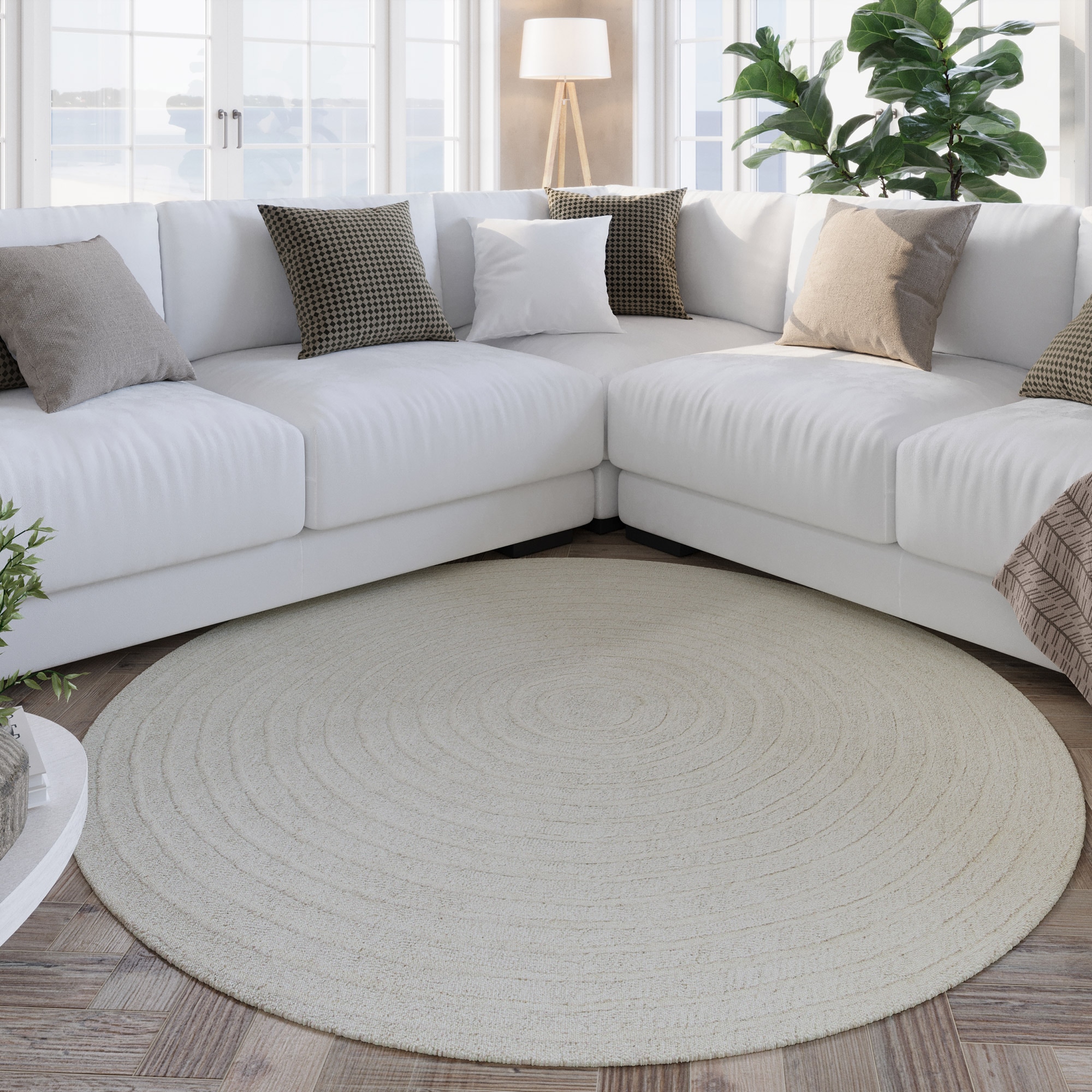 Wecon home Wollteppich »Hamptons NINETEEN« rund 15 mm Höhe Schurwolle, Kurzflor, Wohnzimmer, Schlafzimmer, elegant, Kreis-Muster