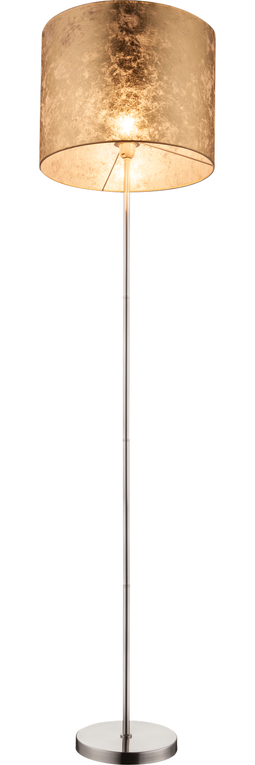 GLOBO LIGHTING Stehlampe »AMY« E27 1 Stk. Stehleuchte Nickel matt, Textil gold, Fußschalter, E27