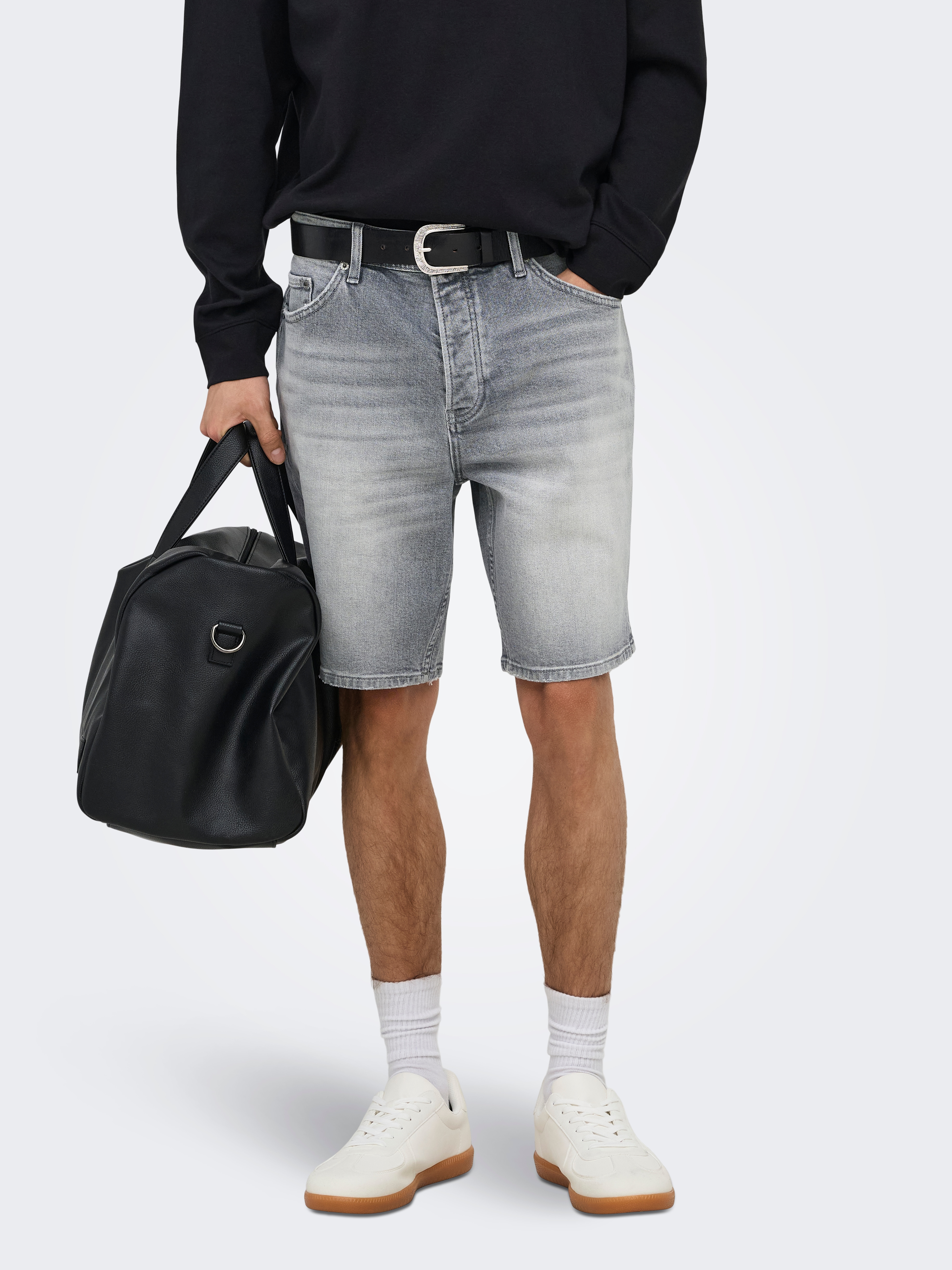 ONLY & SONS Jeansshorts "ONSEDGE PERF MG 9375 DOT DNM SHORTS NOOS" Baumwollmischung, straight fit