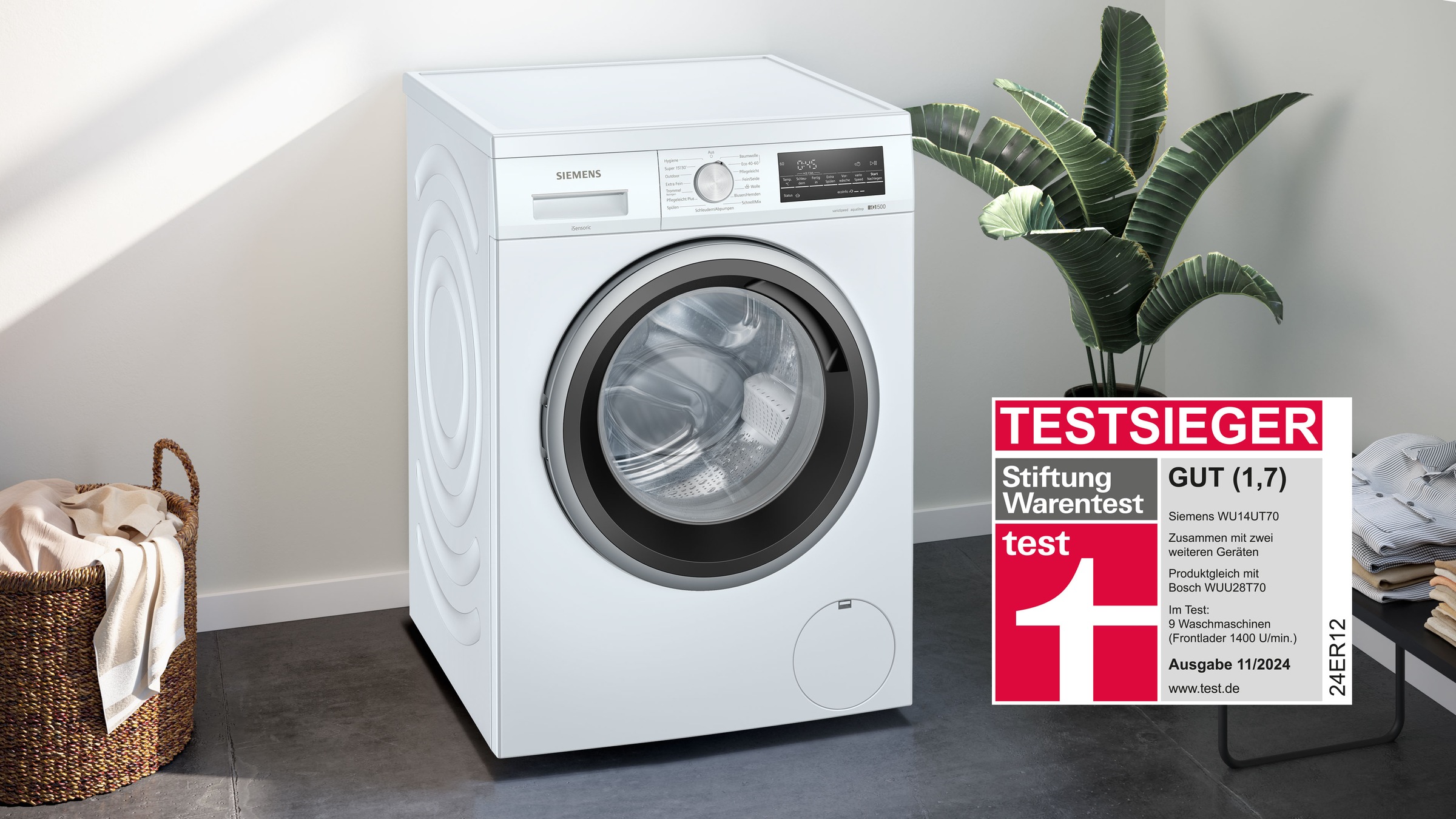 SIEMENS Waschmaschine iQ500 "WU14UT70" 8 kg 1400 U/min unterbaufähig günstig online kaufen