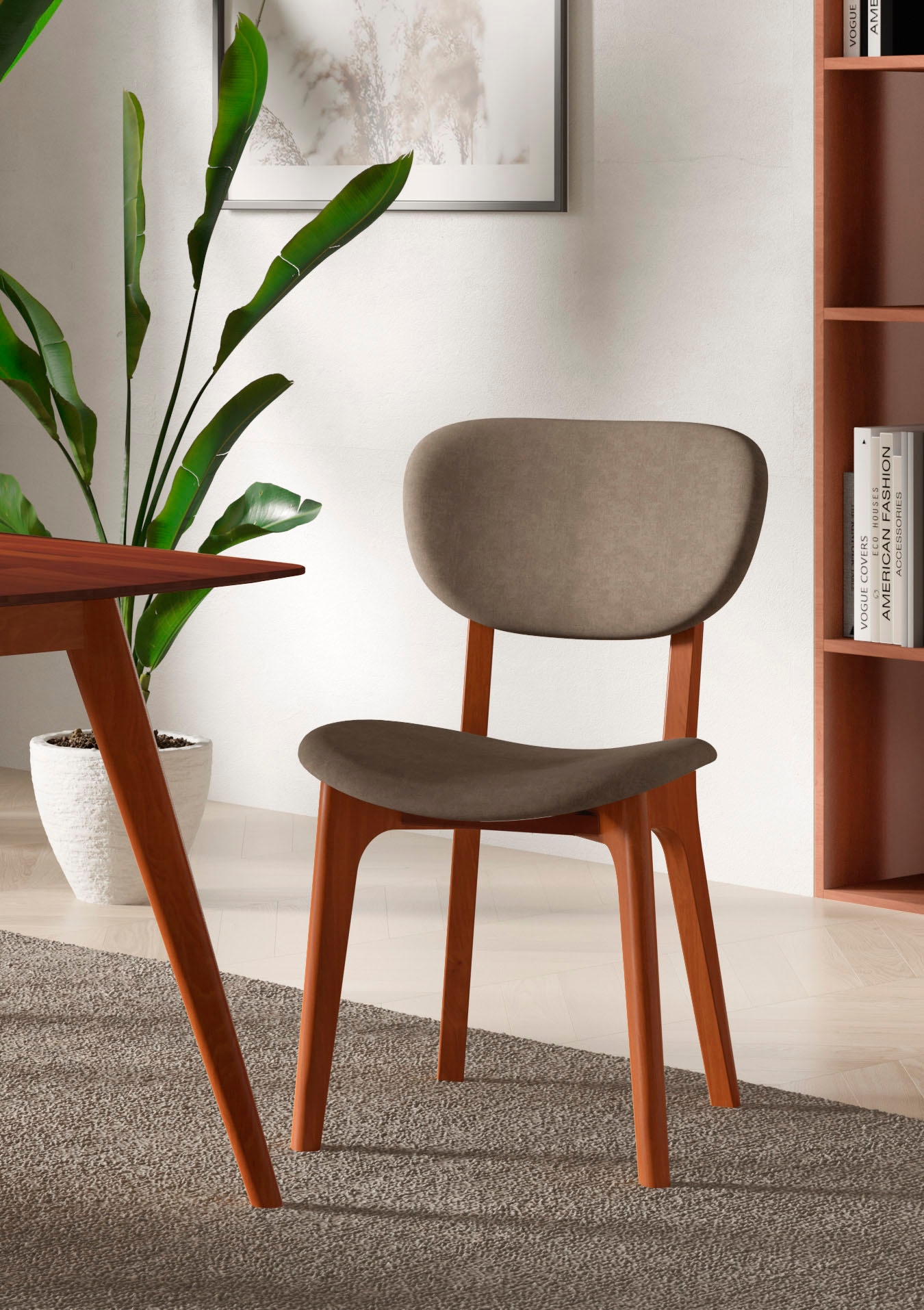 Home affaire "COZY Made in Italy" (Set) 2 Stk.Gestell in Buche, Kirsch- oder Nussbaum, Massivholz, Design Stuhl