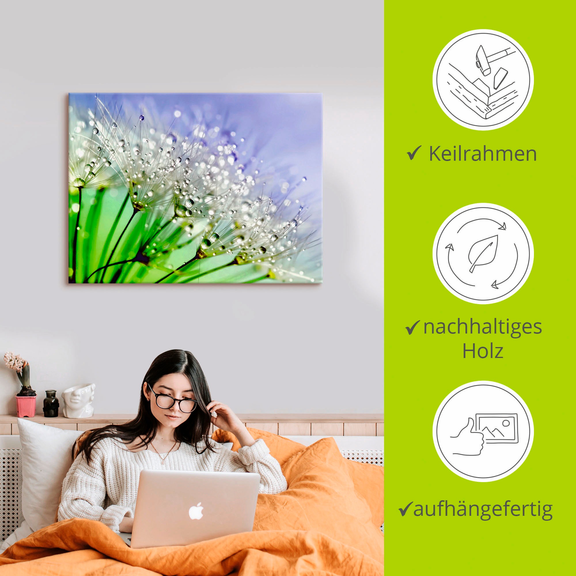 Artland Wandbild »Glitzernde Pusteblume III«, Blumen, (1 St.), als Leinwandbild, Poster, Wandaufkleber in verschied. Größen