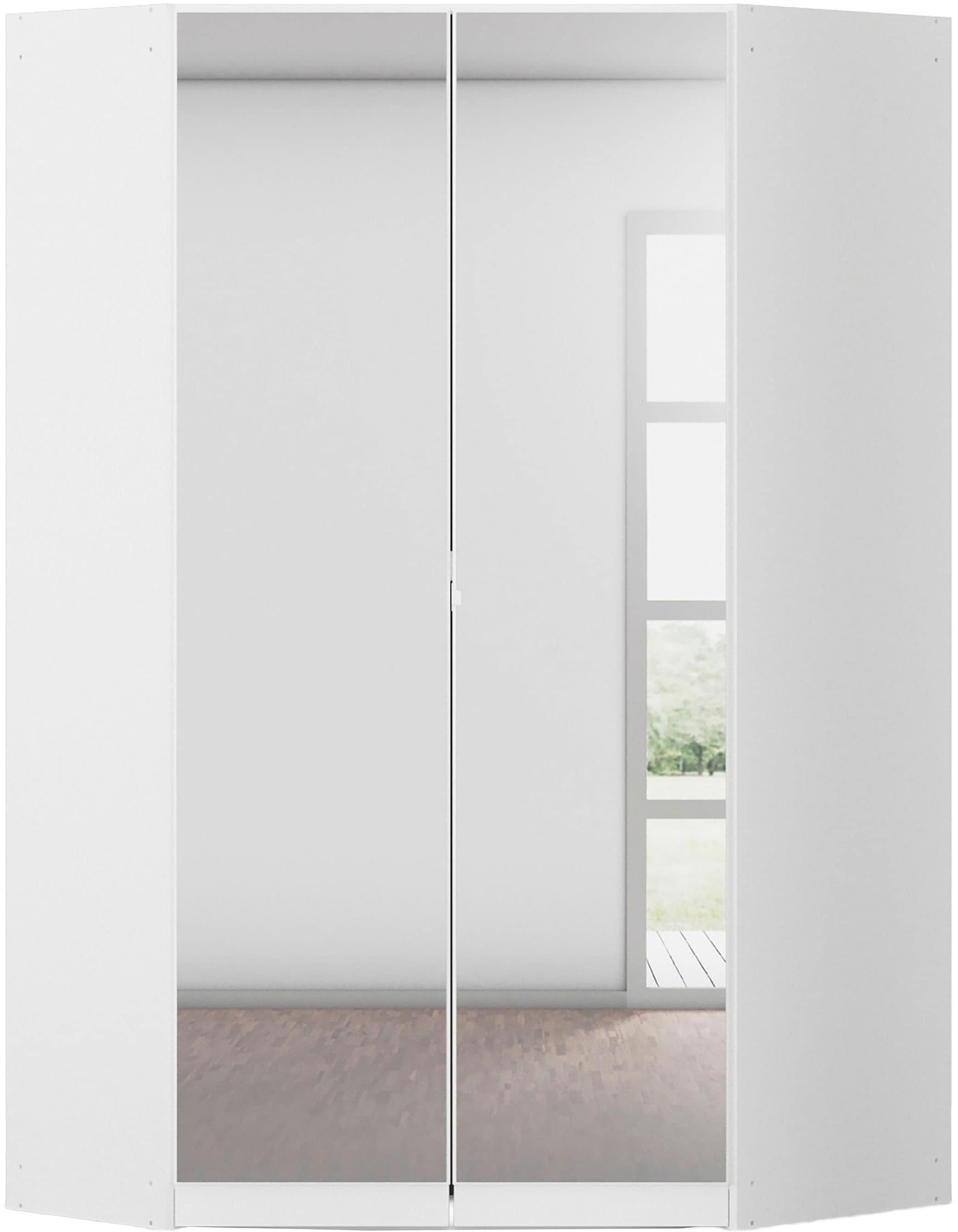 rauch Eckkleiderschrank "Kleiderschrank Schrank Garderobe Wäscheschrank COSTA Größe 117x104 cm" in 3 Ausstattungen BASIC/CLASSIC/PREMIUM, mit Spiegel, voll ausgestattet mit viel Stauraum MADE IN GERMANY