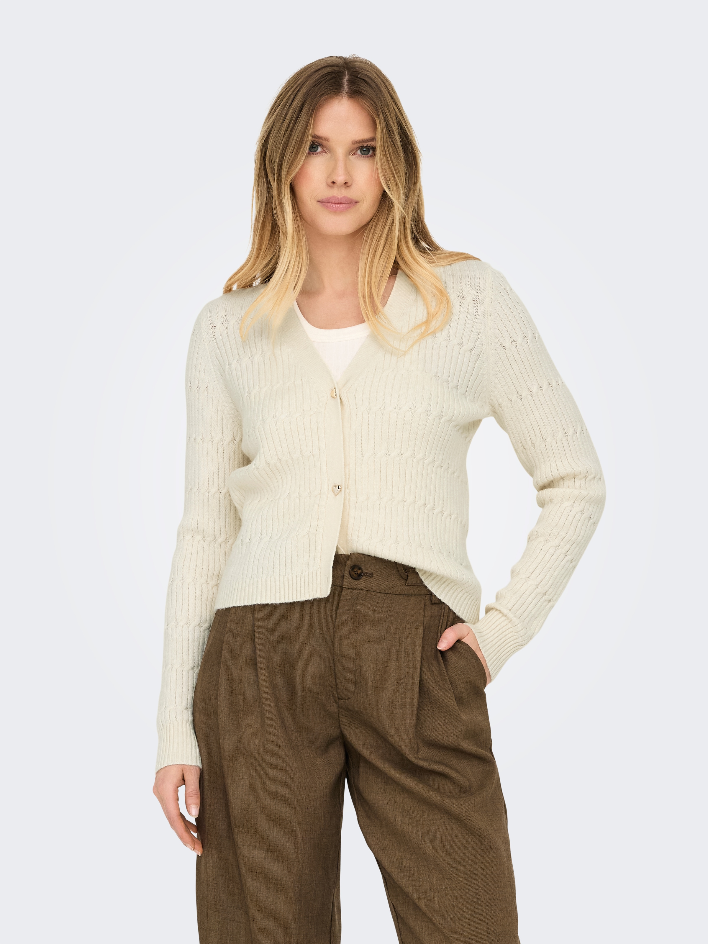 ONLY Strickjacke "ONLKATIA LS CABLE V-NECK CARDIGAN CC KNT" günstig online kaufen